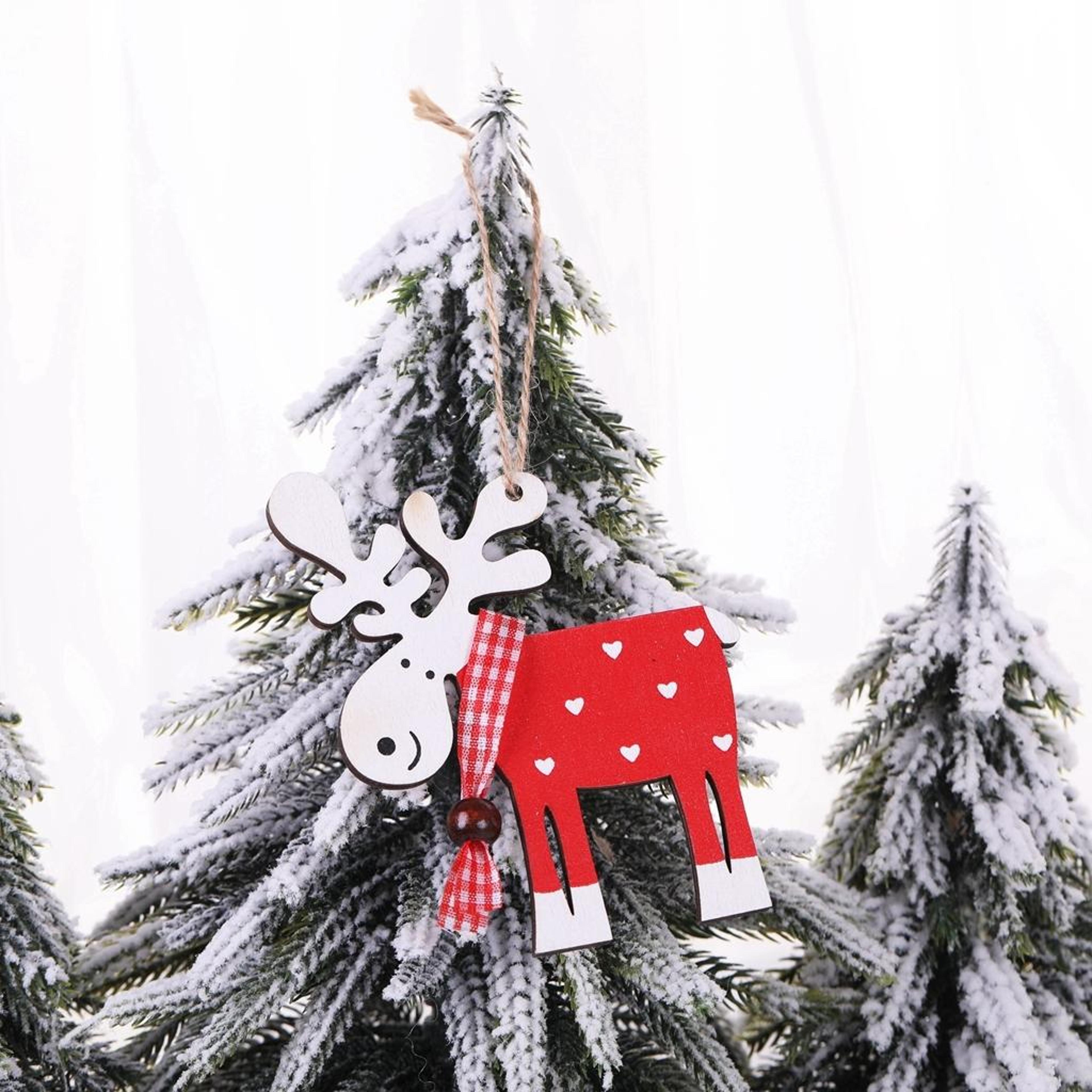 rustic wooden elk christmas tree ornament hanging pendant decoration