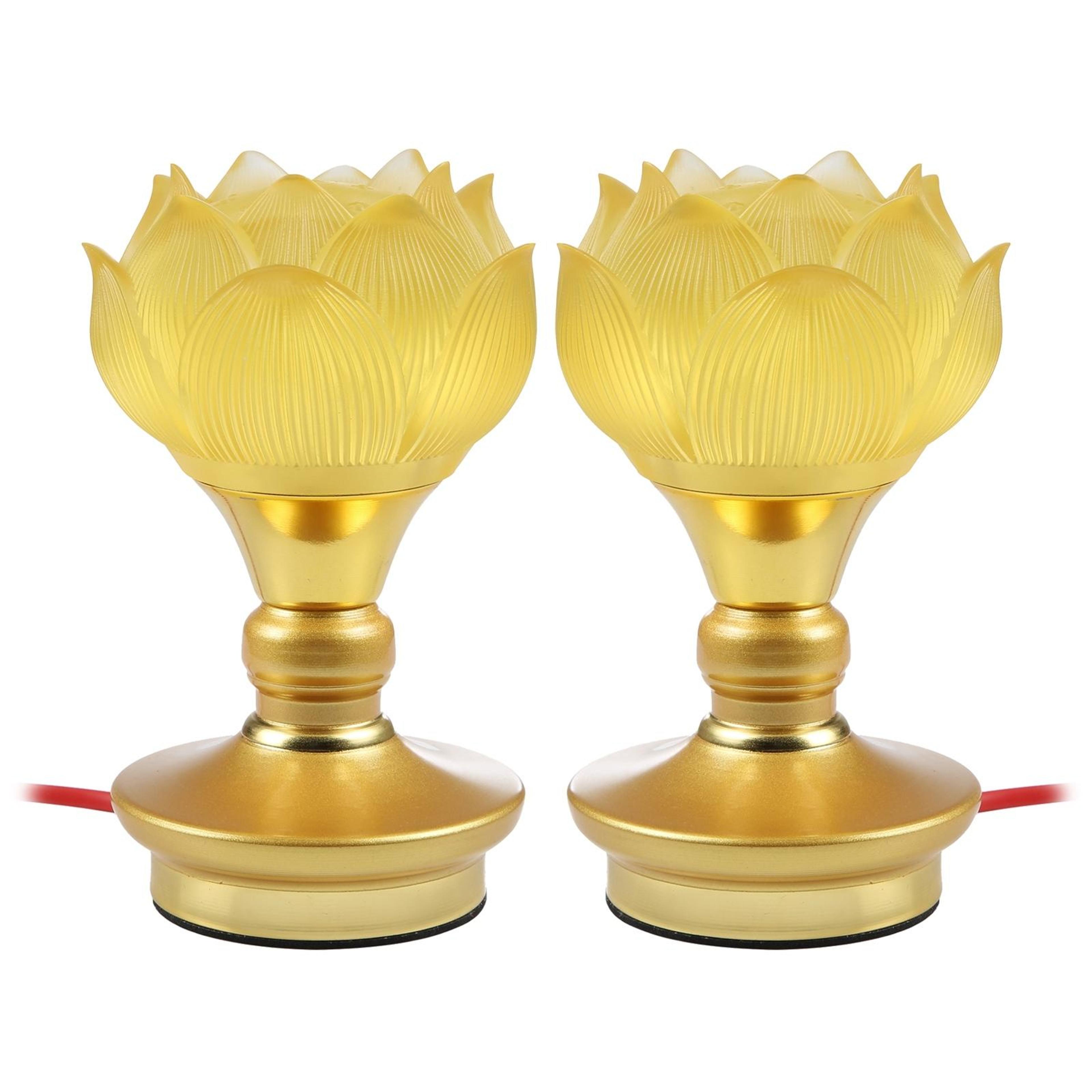 serene glow led lotus altar lamps set of 2 for buddha shrine and home meditation decor