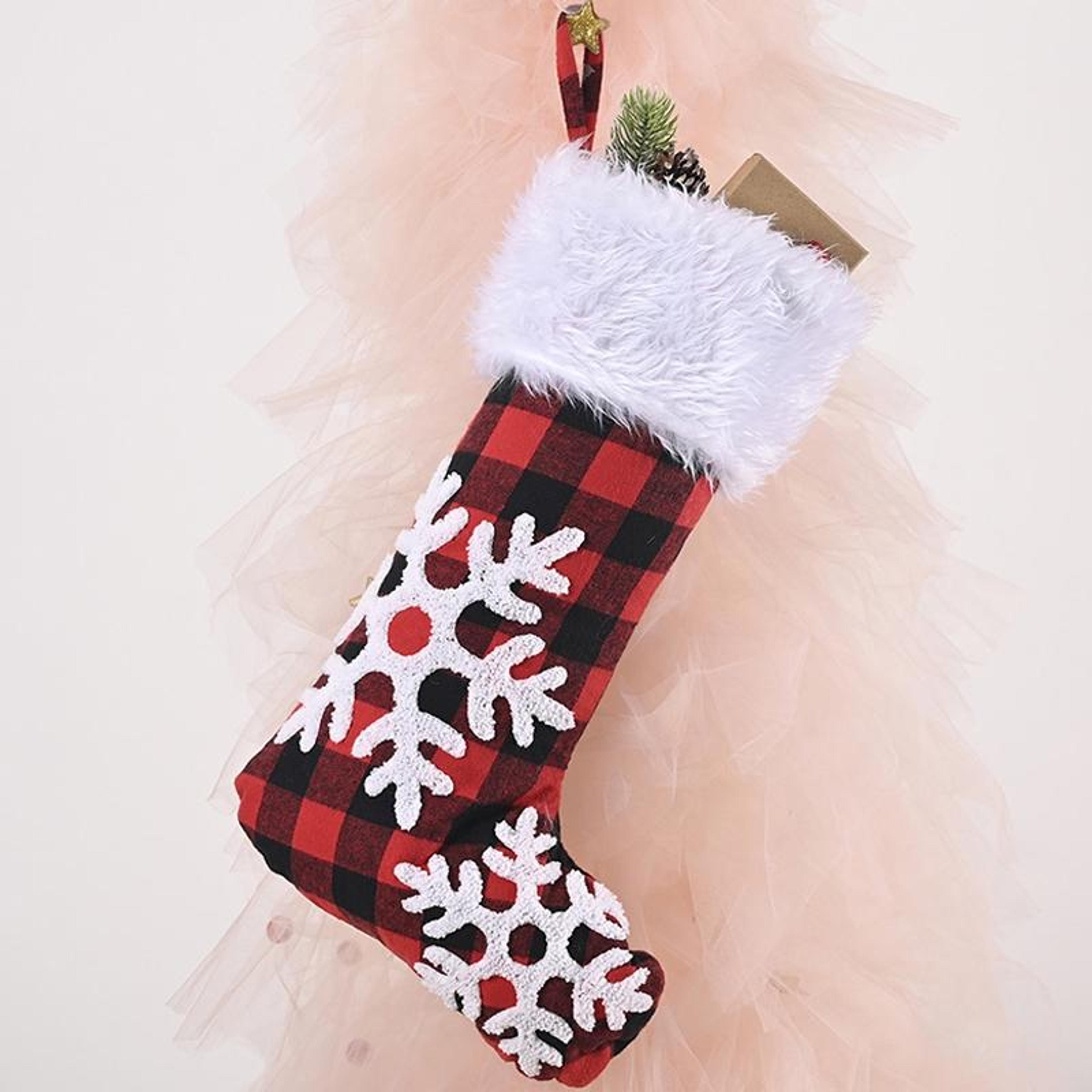 christmas snowflake stocking ornament gift bag hanging tree decoration