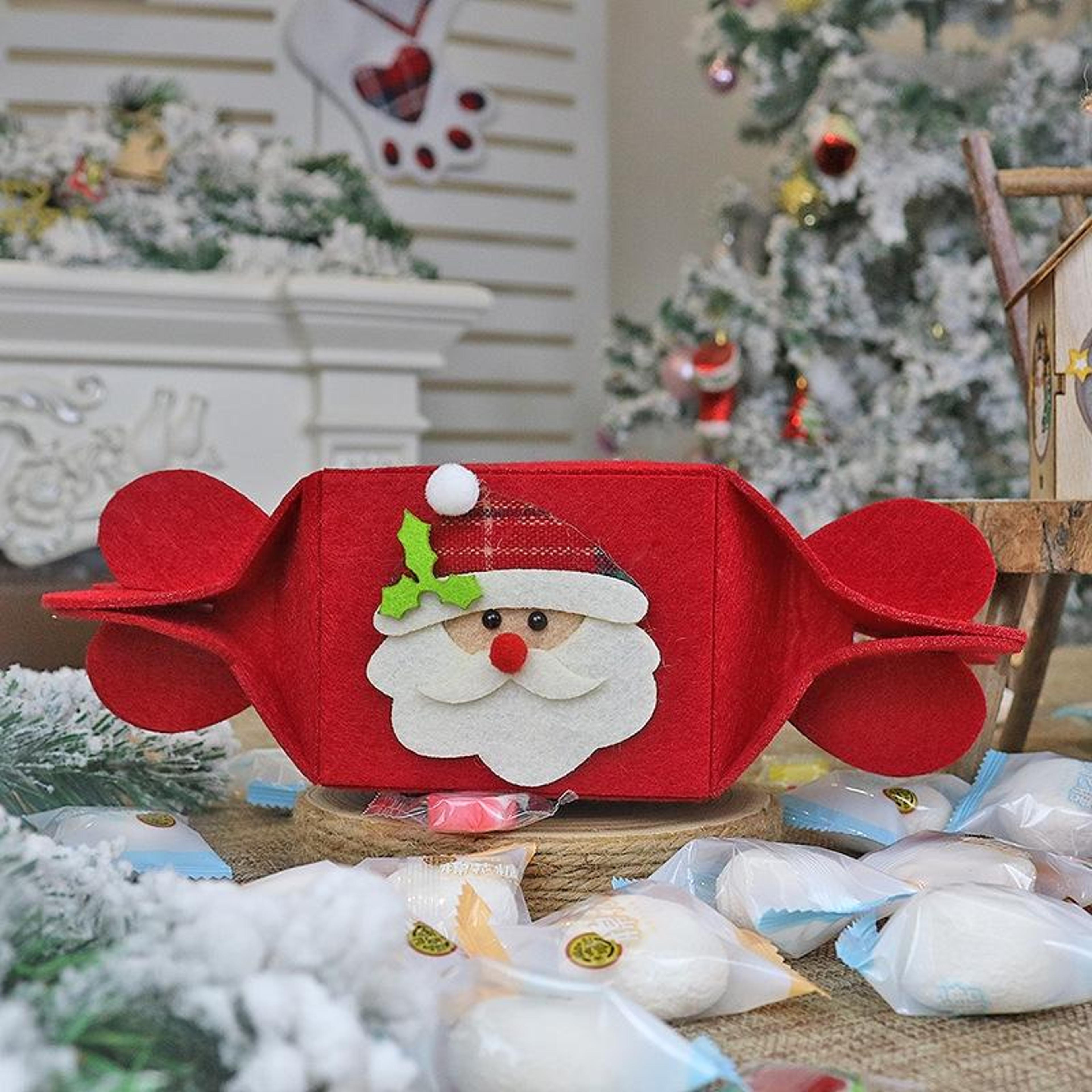 christmas candy gift bag reusable non-woven holiday treat packaging pouch