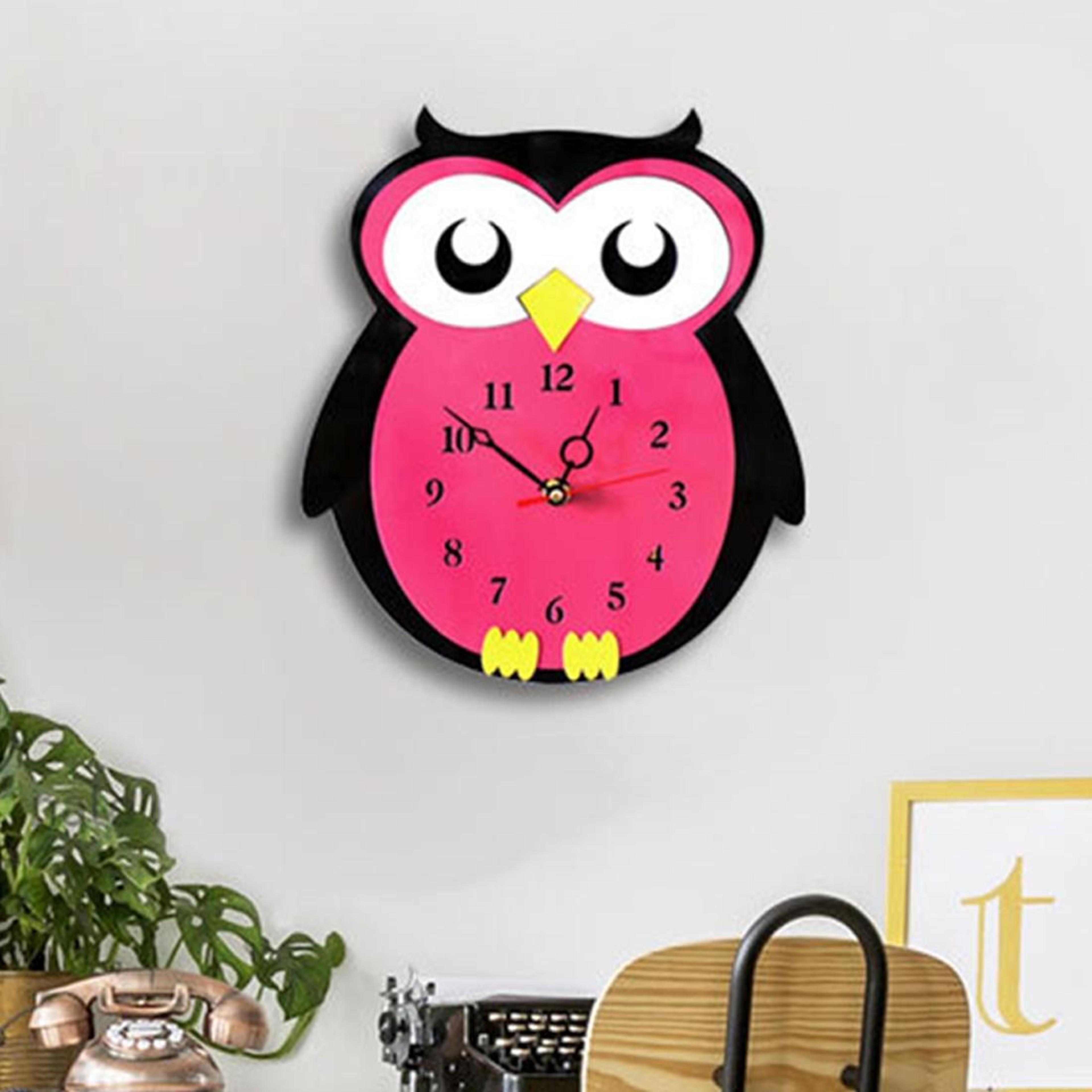 owl kids wall clock silent non ticking quartz clock for bedroom nursery decor