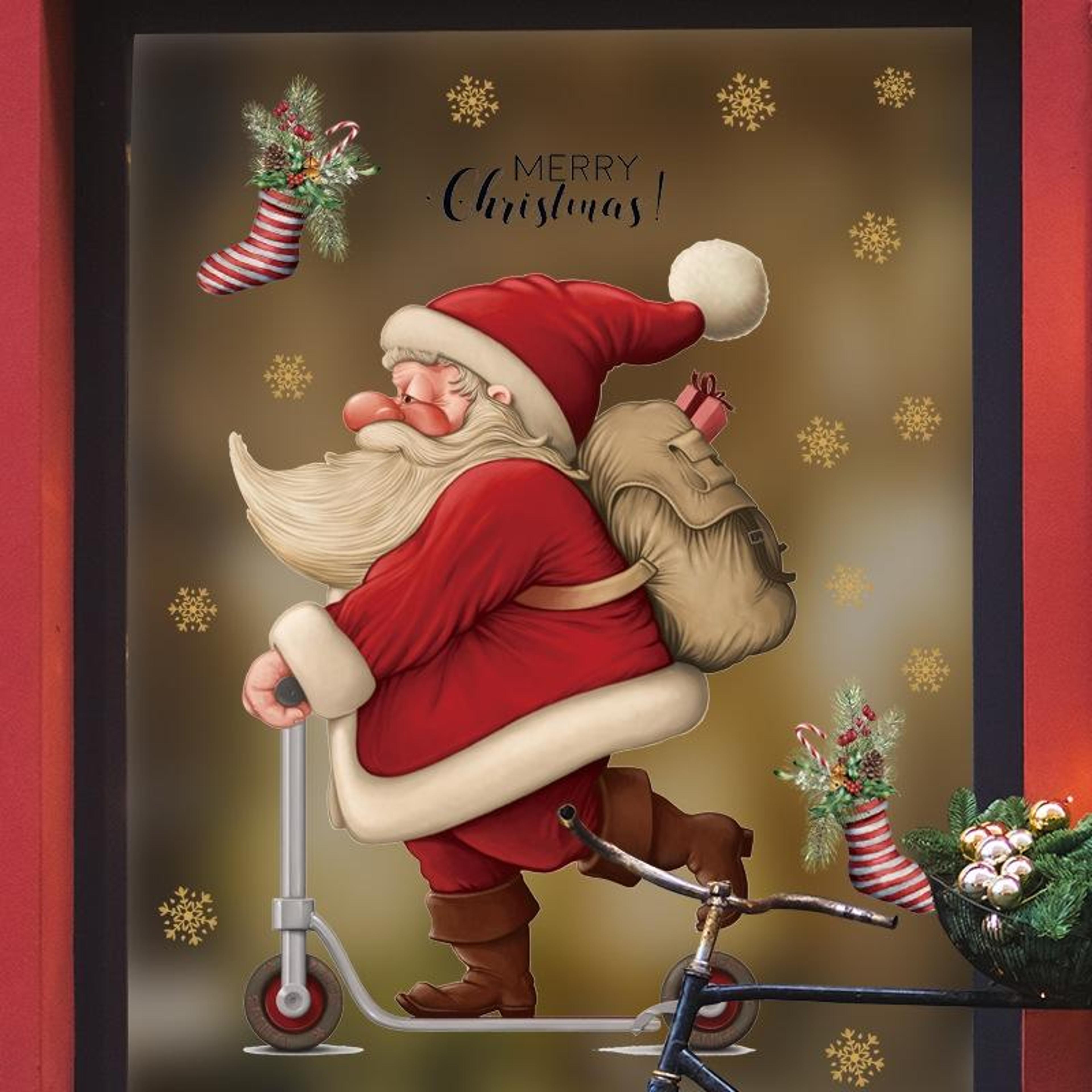 reusable christmas window clings santa claus window stickers for home, office & store decor