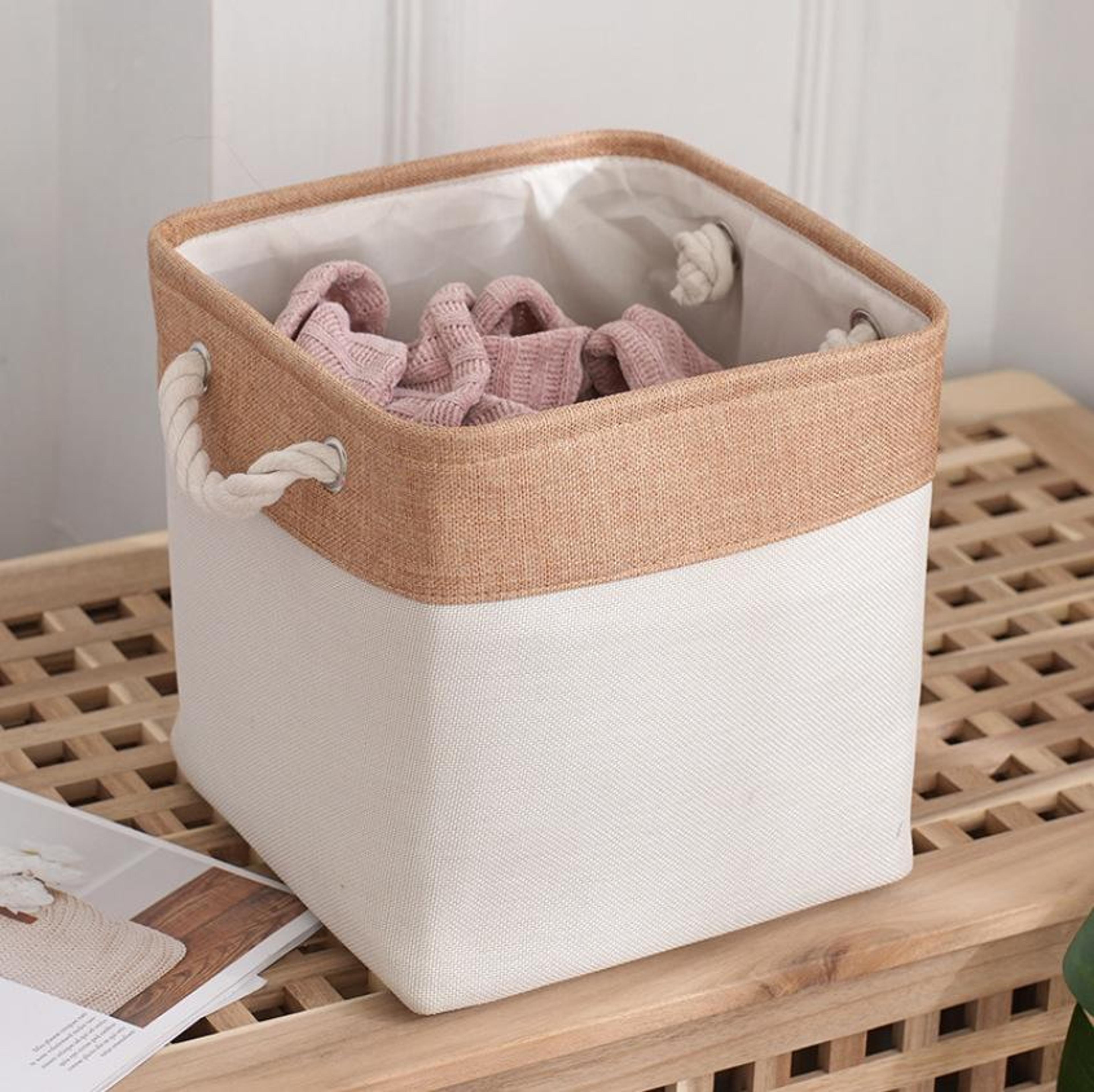 Minimalist Fabric Cube Organizer Collapsible Linen Storage Baskets For Home Organization 7