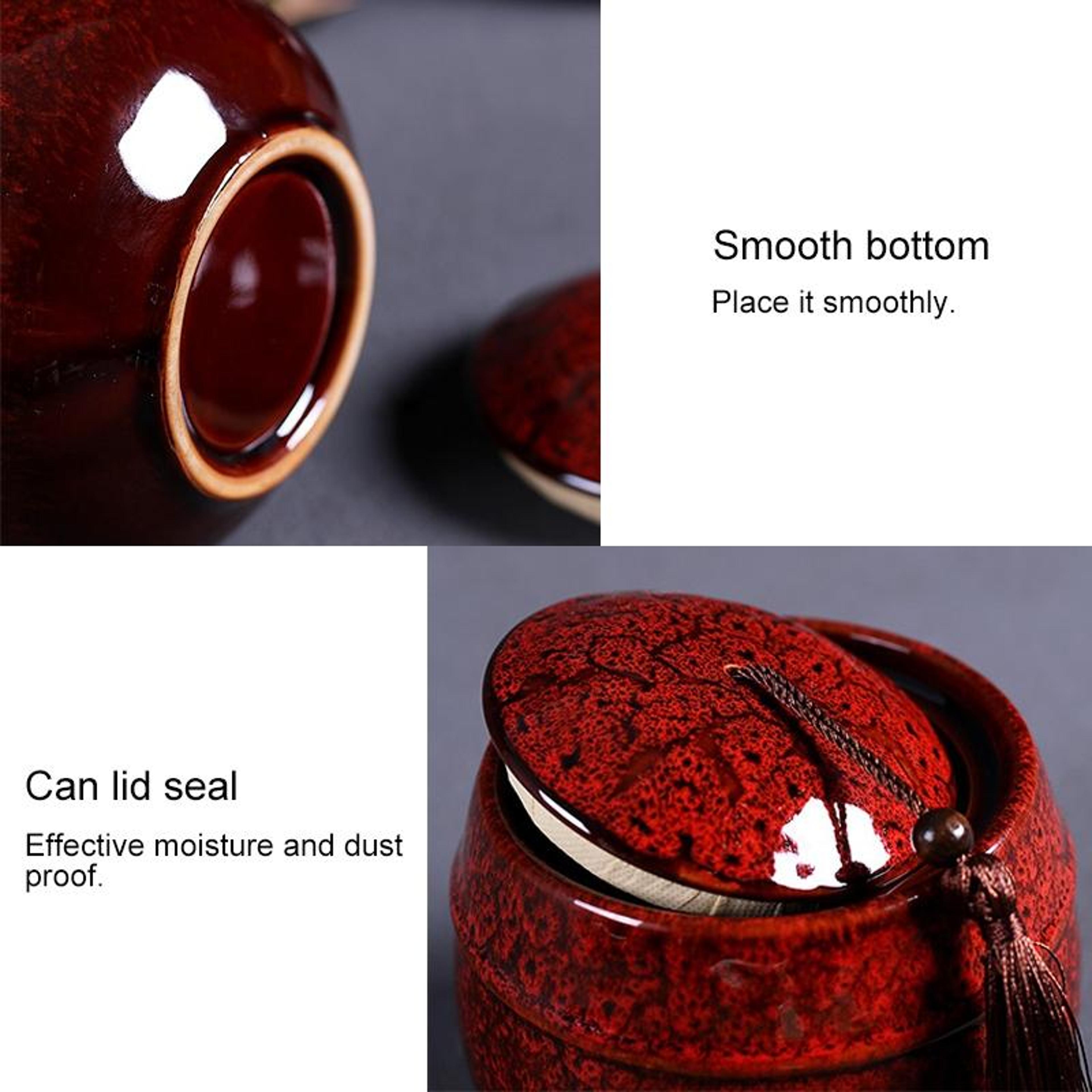 Kiln Fired Ceramic Tea Canister Airtight Tea Storage Container With Moisture Proof Seal 2