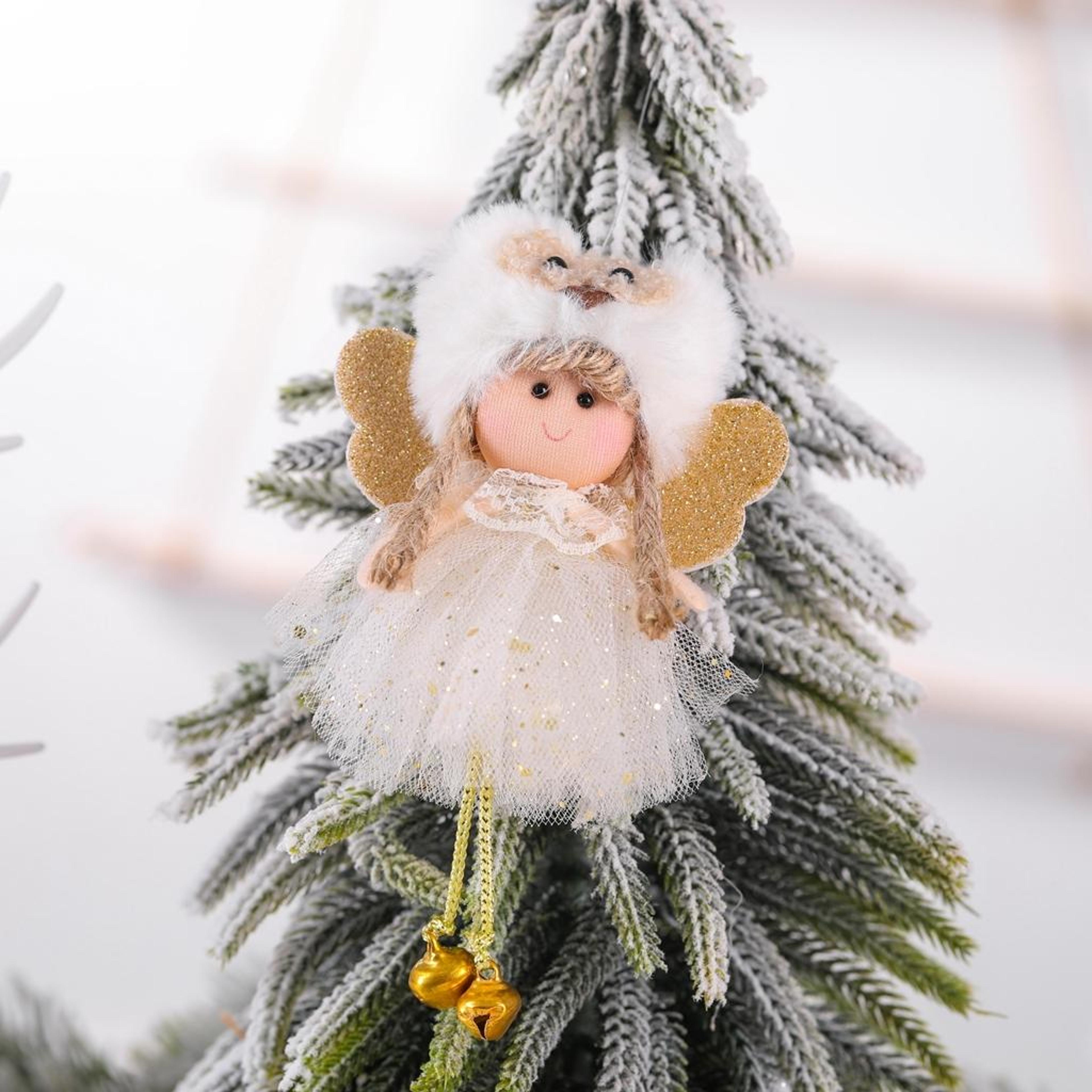 plush christmas angel ornament hanging tree decoration with sequined wings holiday gift