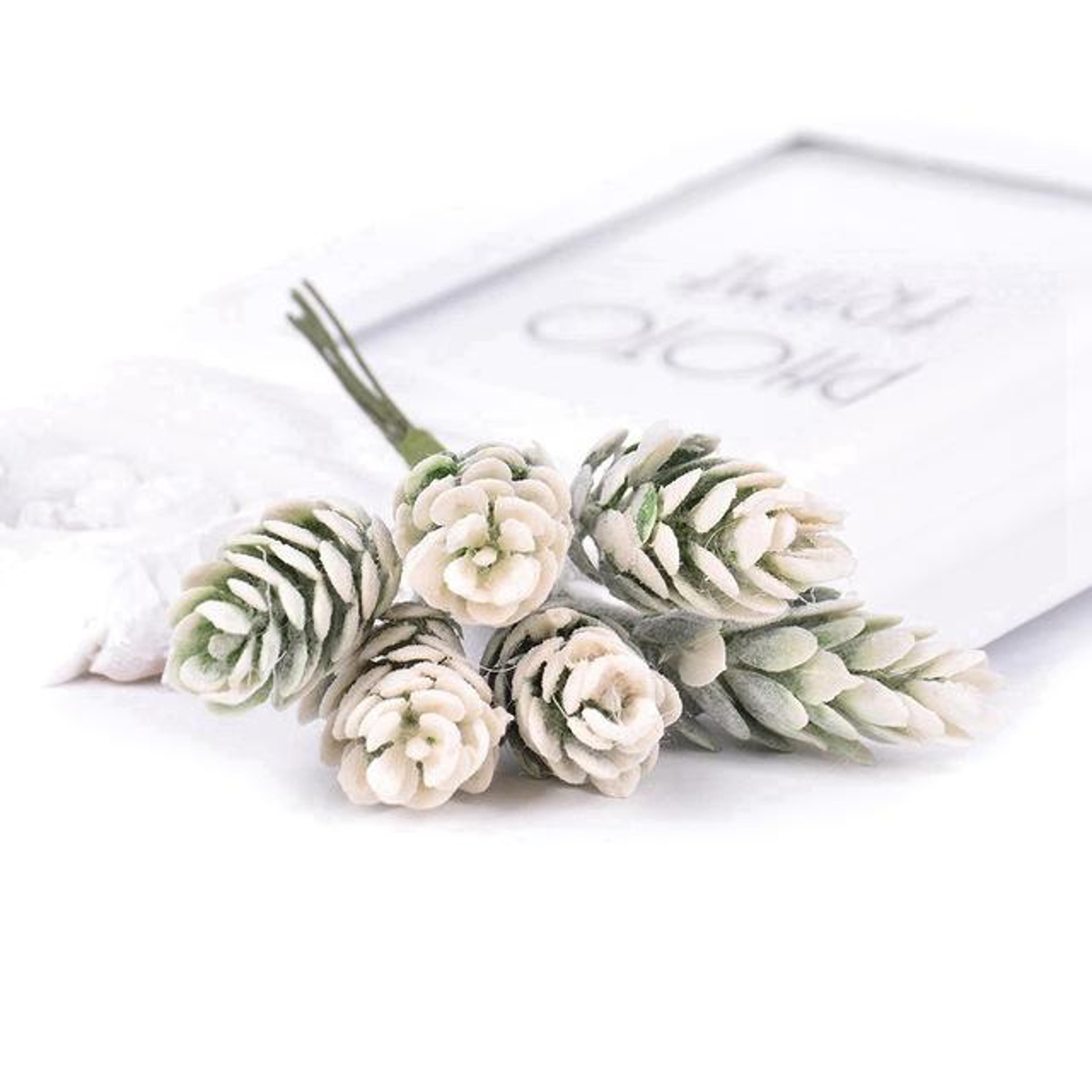Rustic Artificial Flower Bouquet With Pine Cones For Wedding  Christmas Floral Decor 2