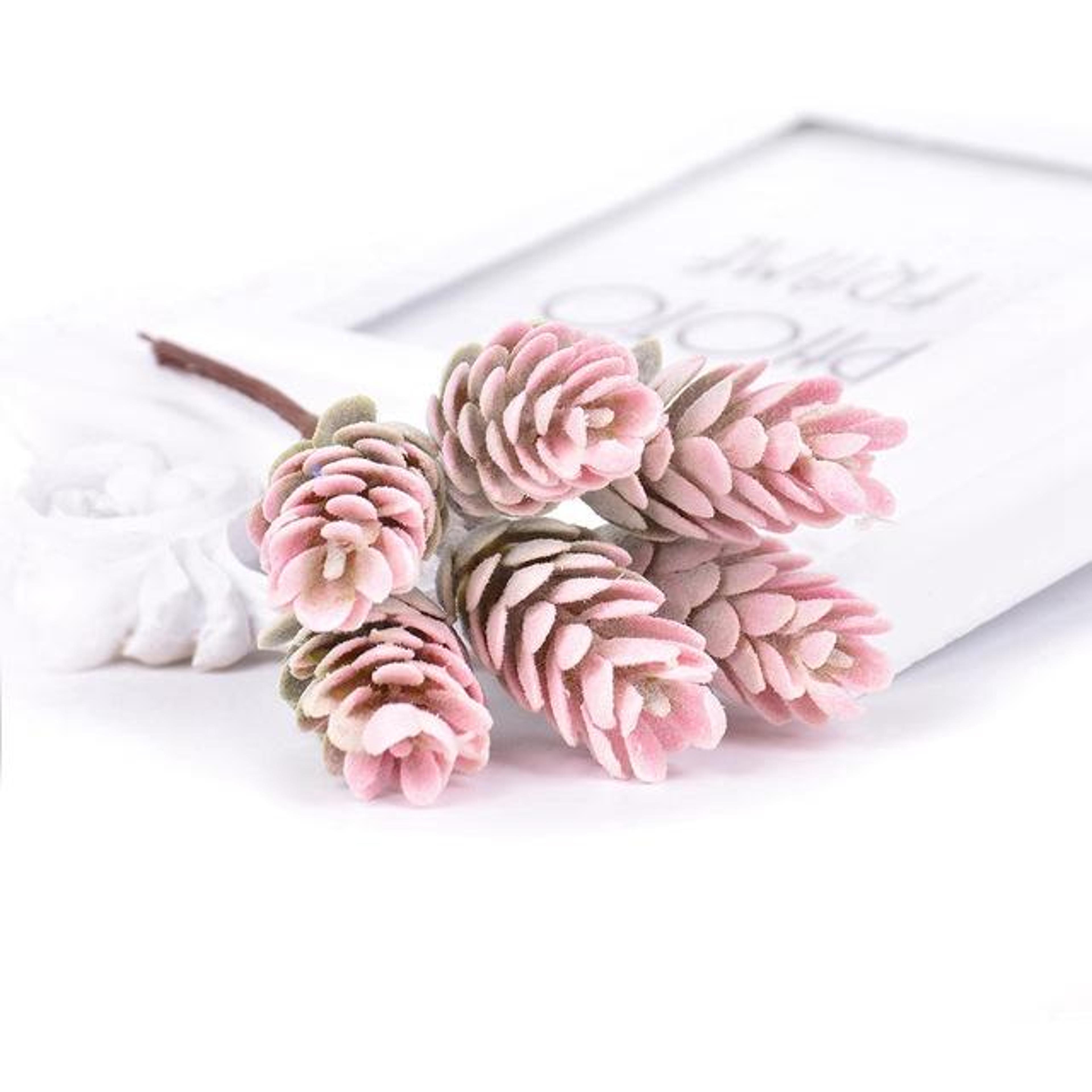 Rustic Artificial Flower Bouquet With Pine Cones For Wedding  Christmas Floral Decor 6