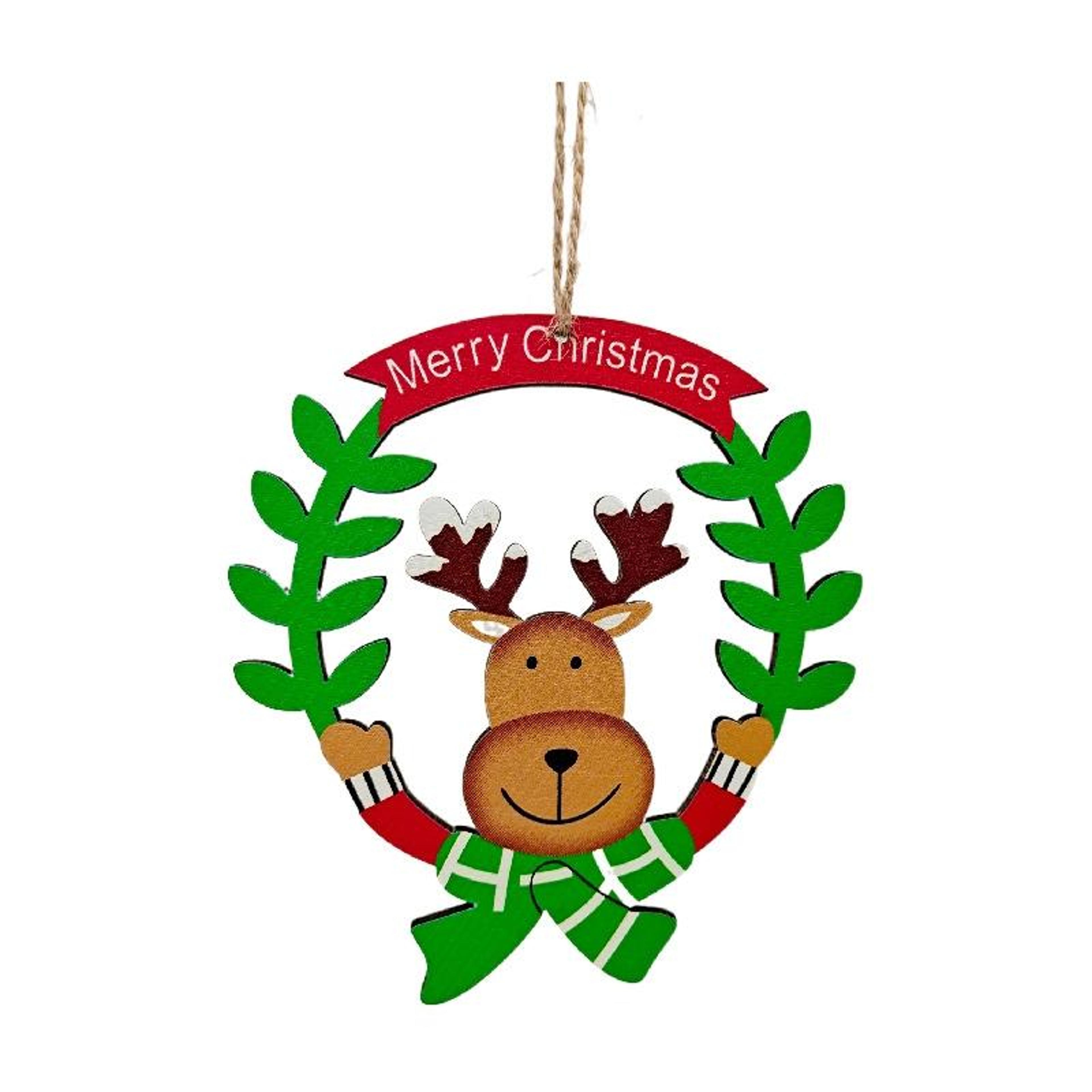 Rustic Christmas Wooden Ornament Hanging Pendant For Tree Wreath  DIY Holiday Decor 3