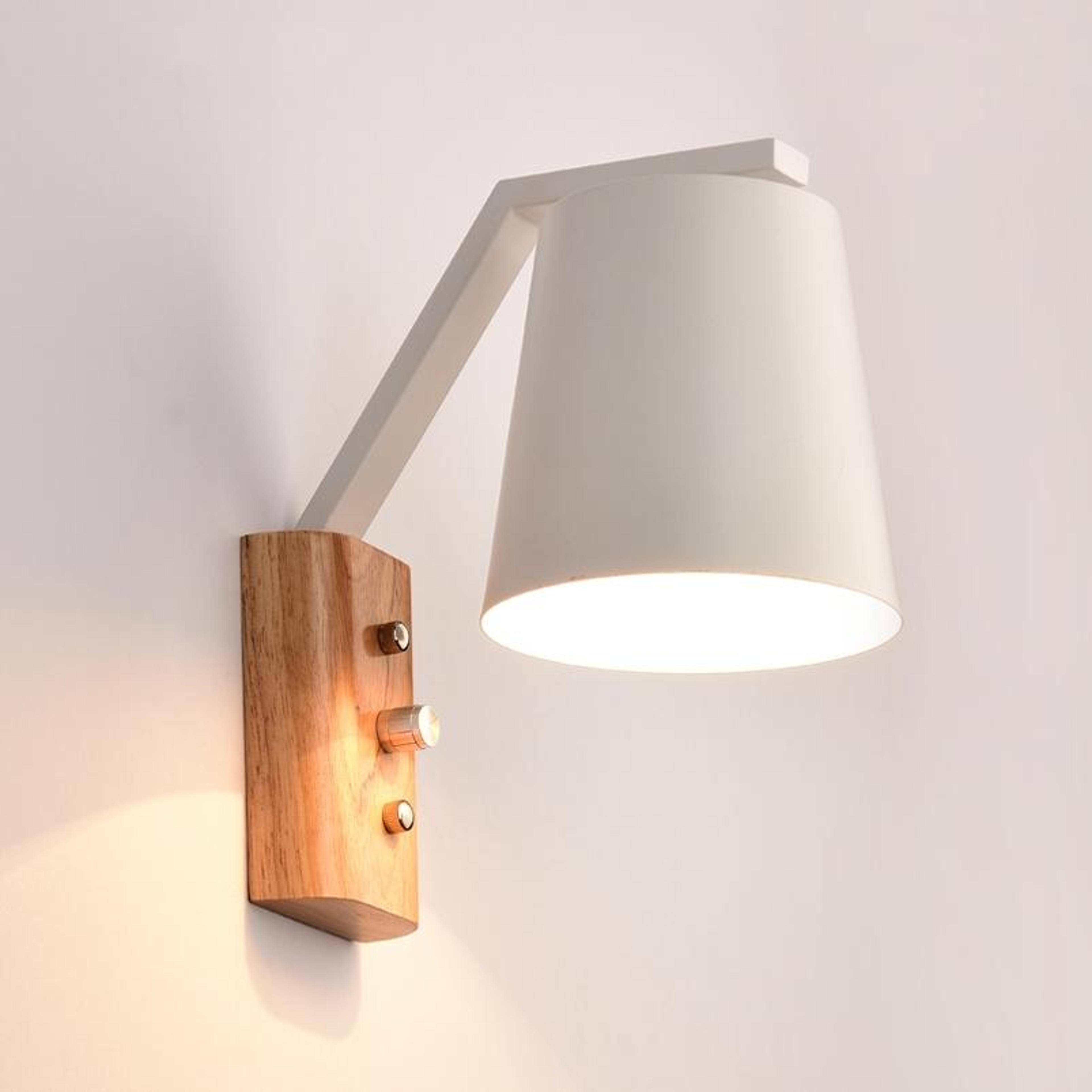 modern wood wall lamp with socket for bedroom, hallway & cafe decor