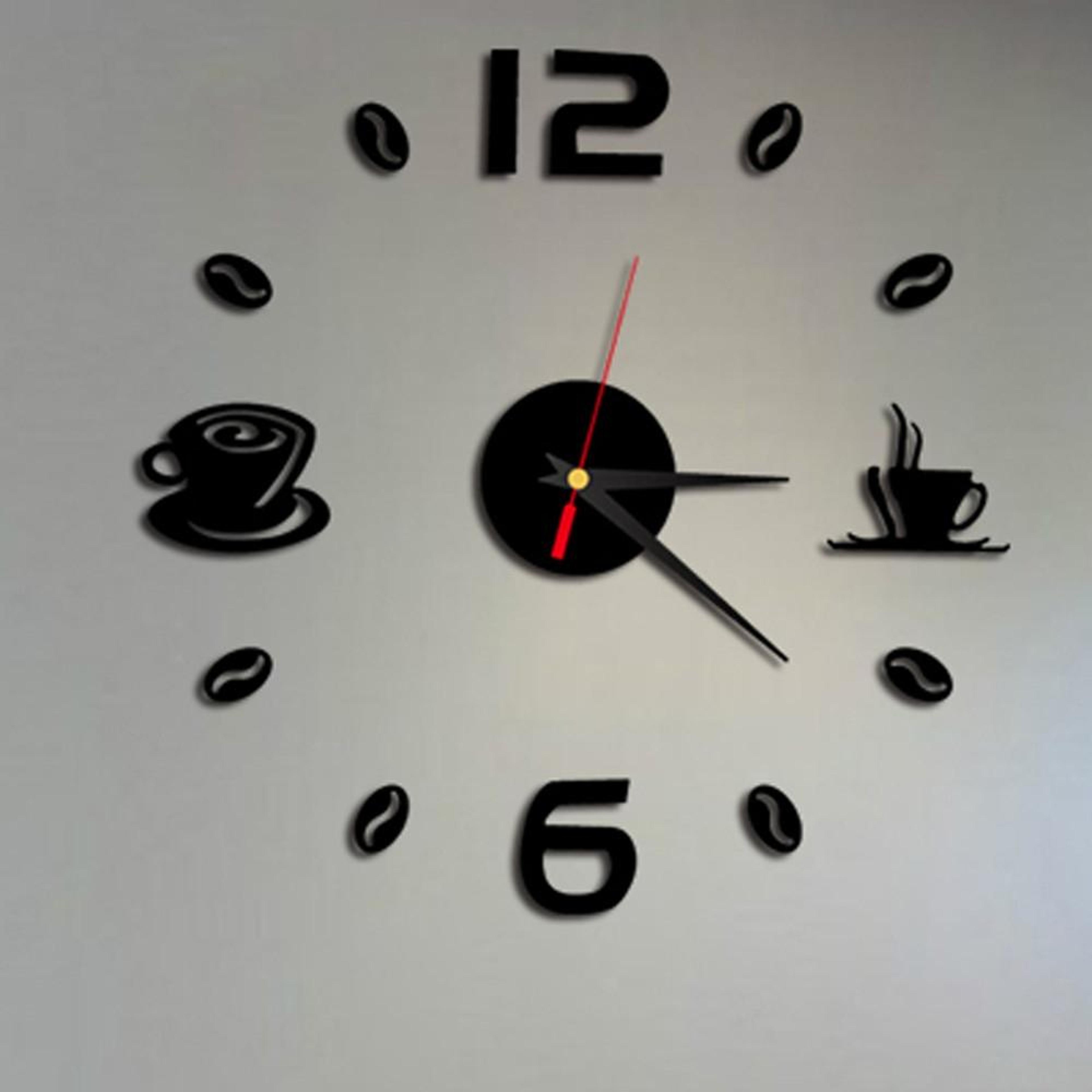 Creative DIY Wall Clock Acrylic Coffee Cup Self Adhesive Modern Wall Decor 0