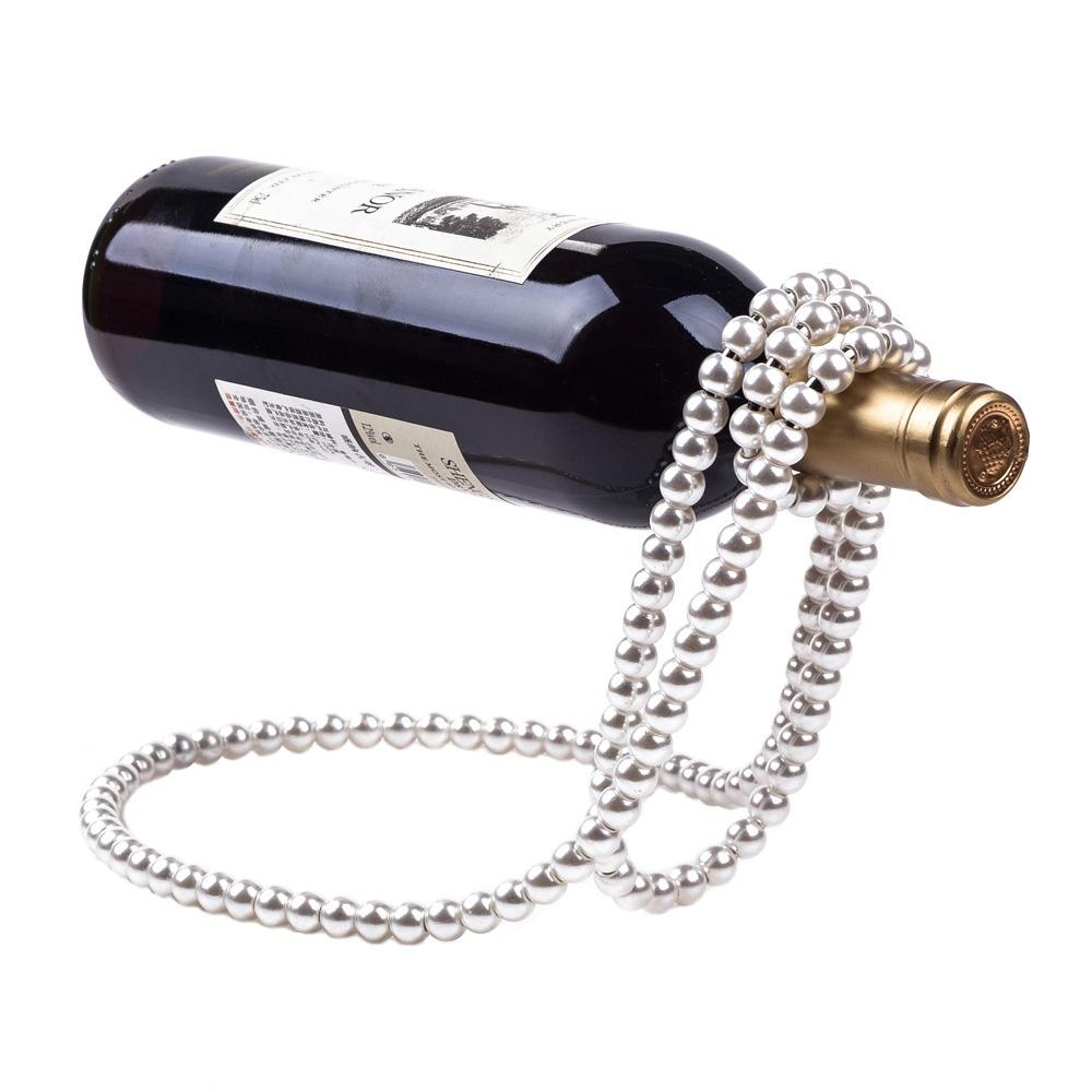 Floating Wine Bottle Rack Pearl Necklace Style Modern Desktop Wine Holder Decor 5