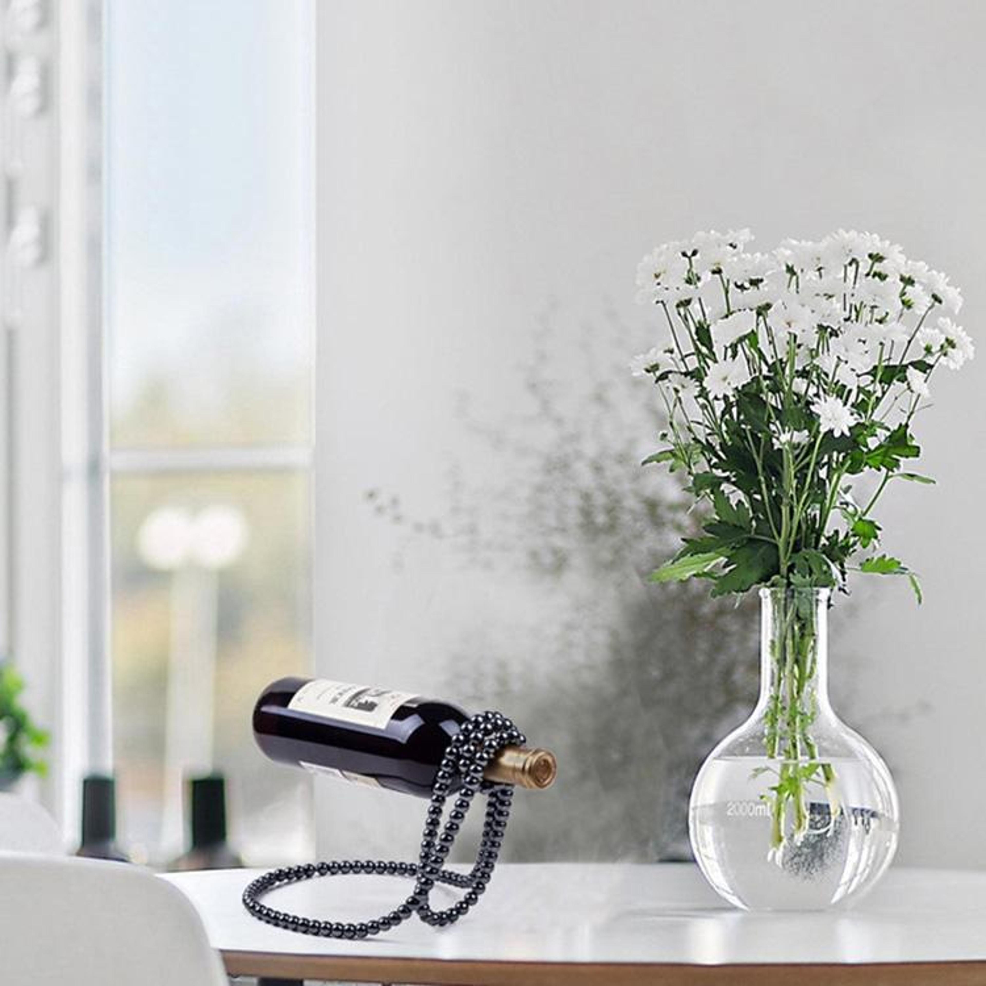 Floating Wine Bottle Rack Pearl Necklace Style Modern Desktop Wine Holder Decor 3