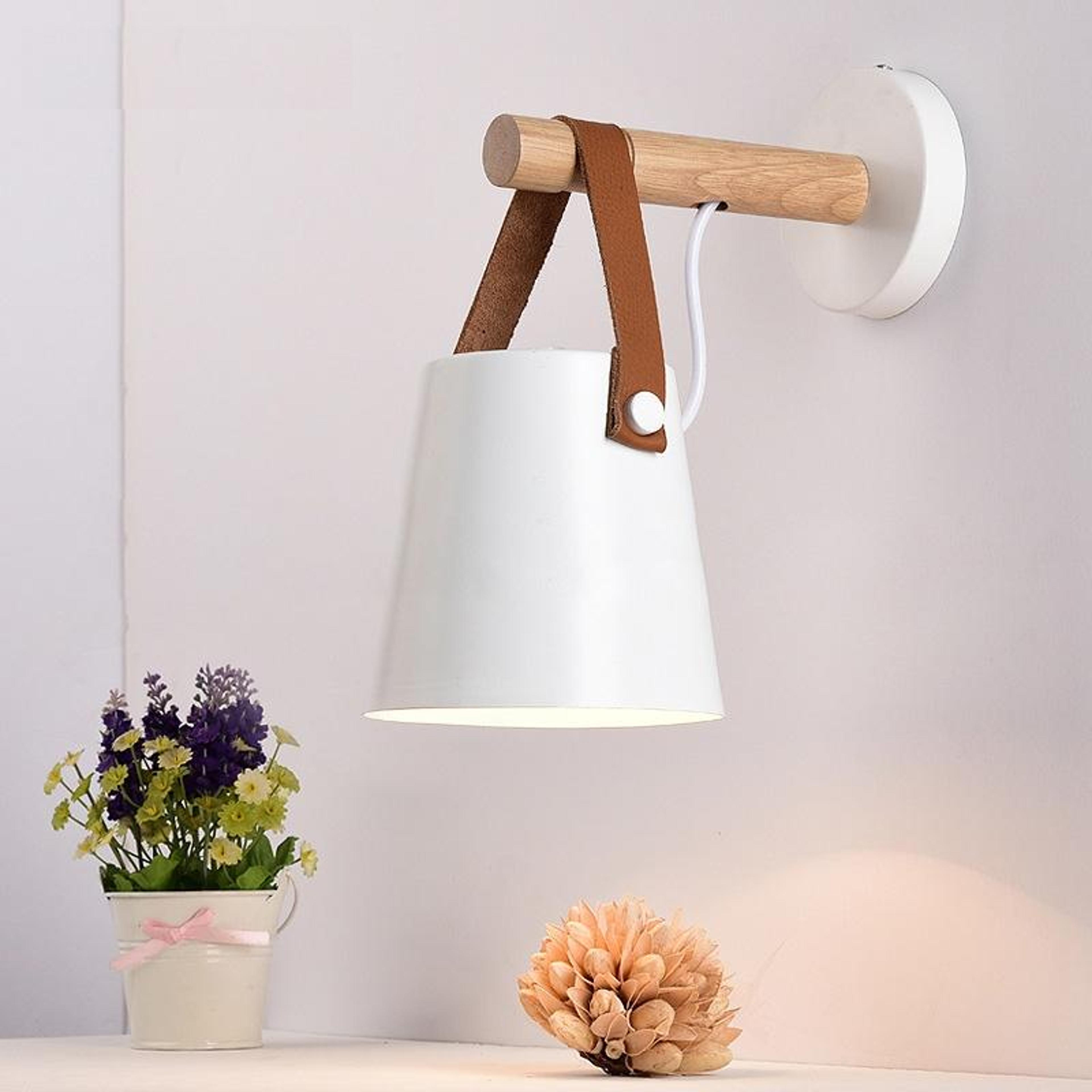 modern led wall light wooden nordic bedside wall lamp for bedroom & living room