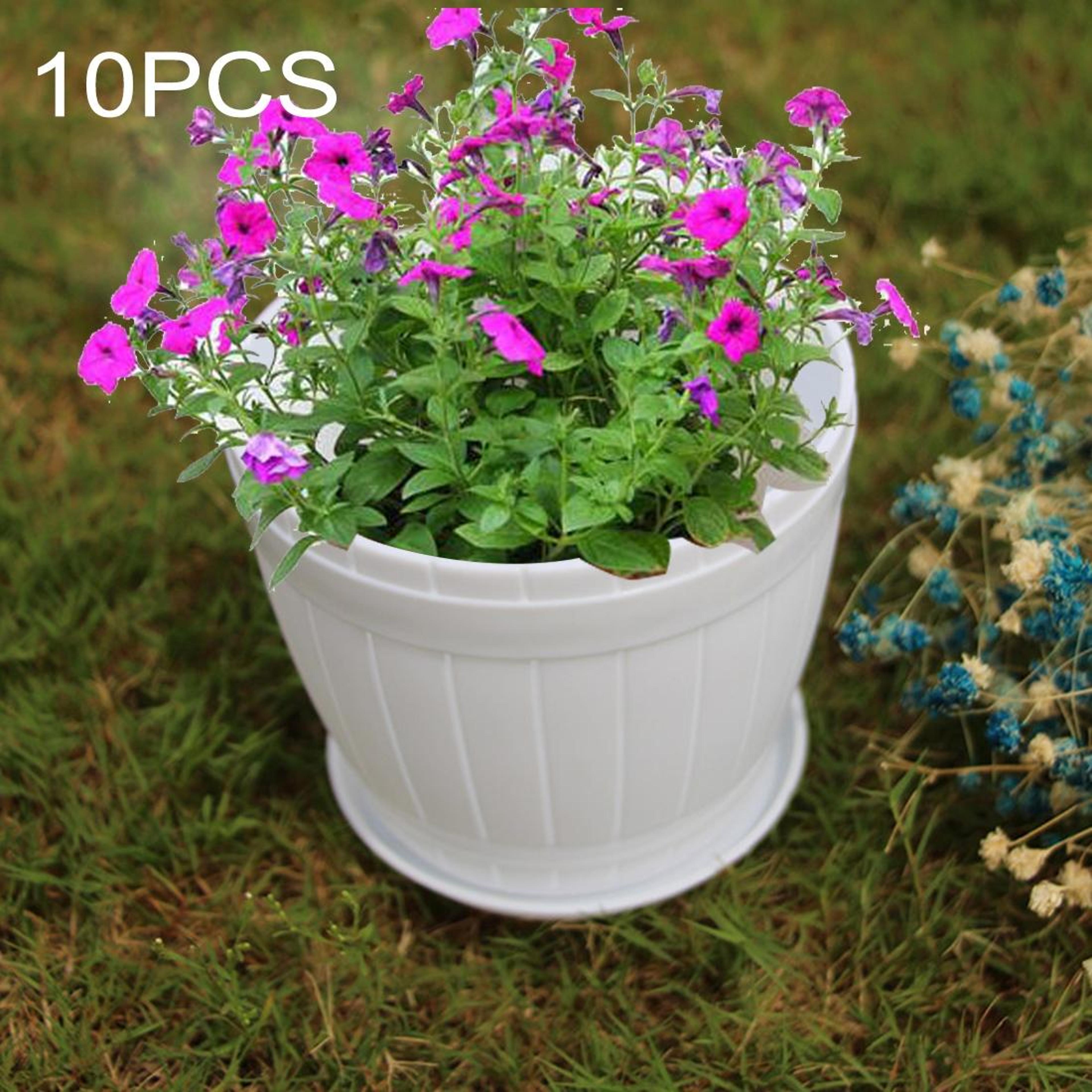Rustic Flower Pot Resin Planter With Tray For Succulents Herbs  Indoor Outdoor Plants 9