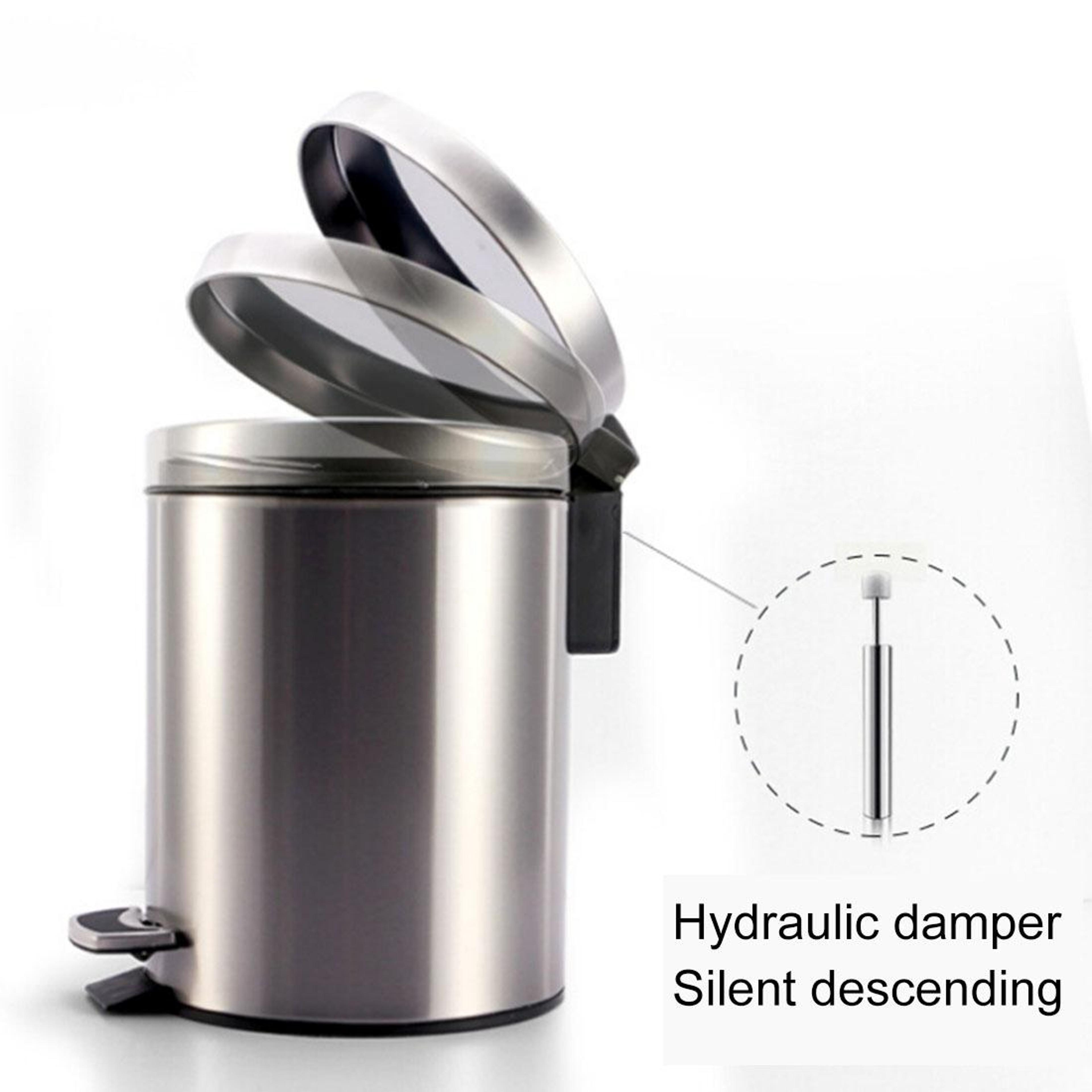 Stainless Steel Trash Bin With Pedal Lid Compact Covered Waste Bin For Home Office Bathroom 1