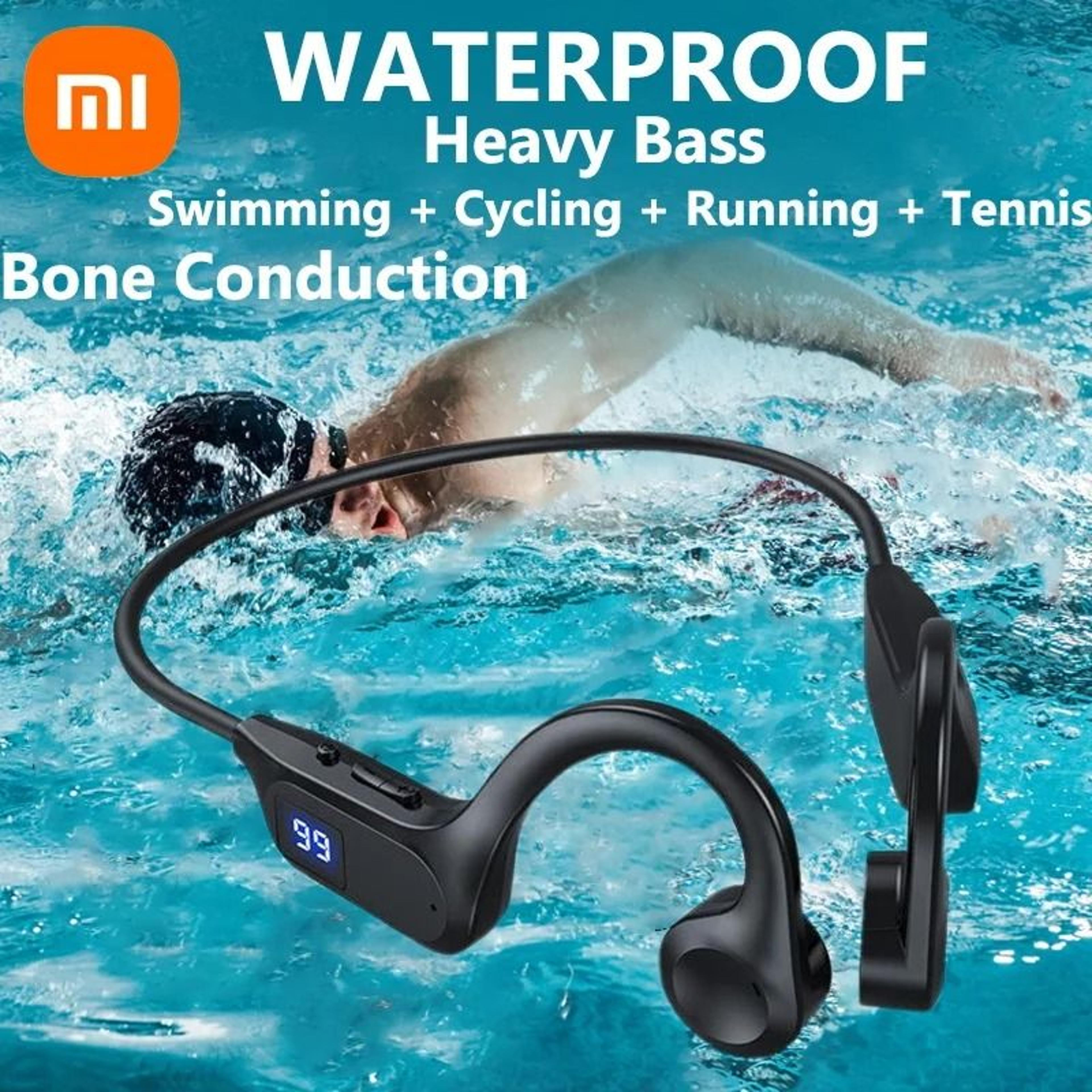 bone conduction wireless earphones with mic for running swimming and sport use