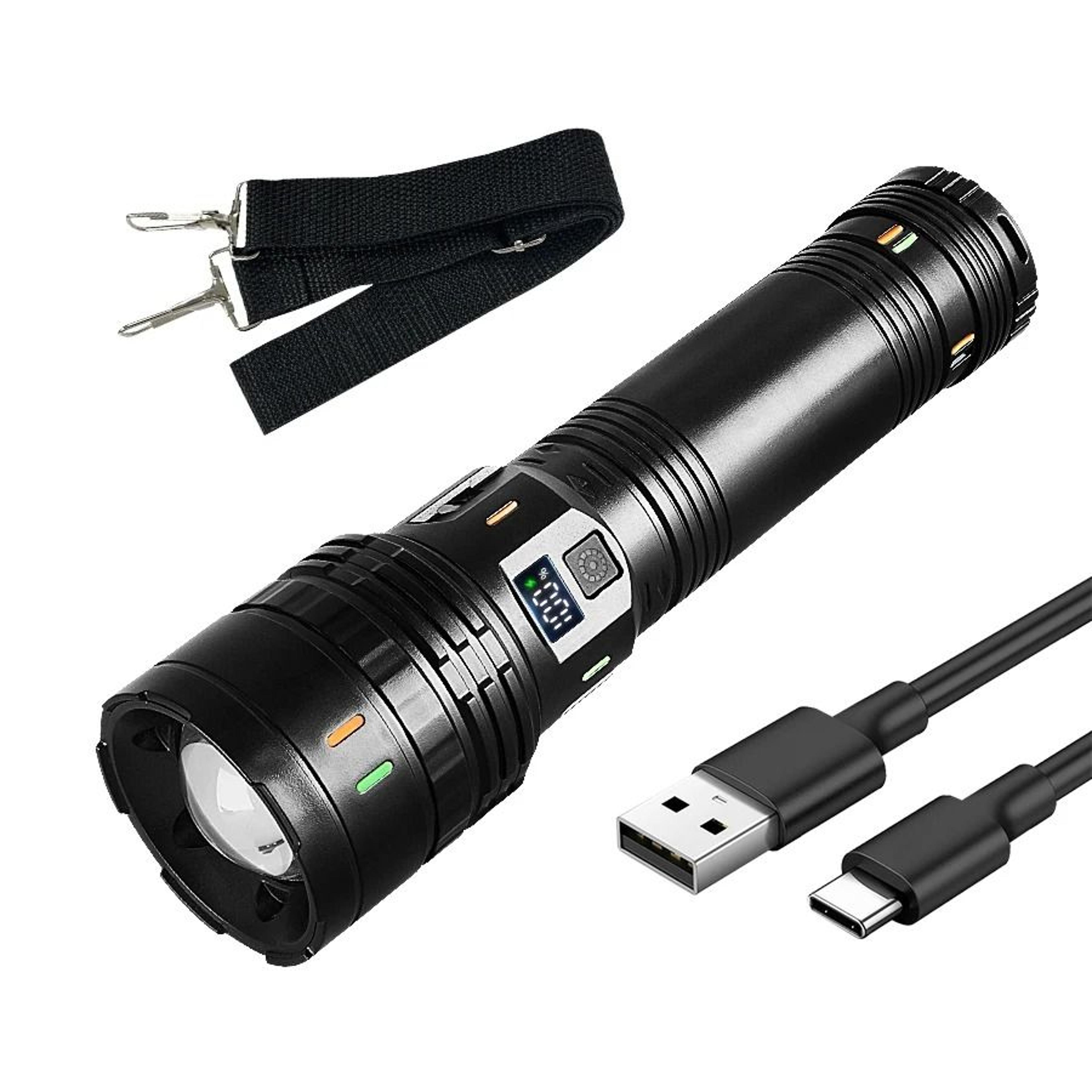 High Power Rechargeable LED Flashlight With Built In Battery And Type C Charging 6