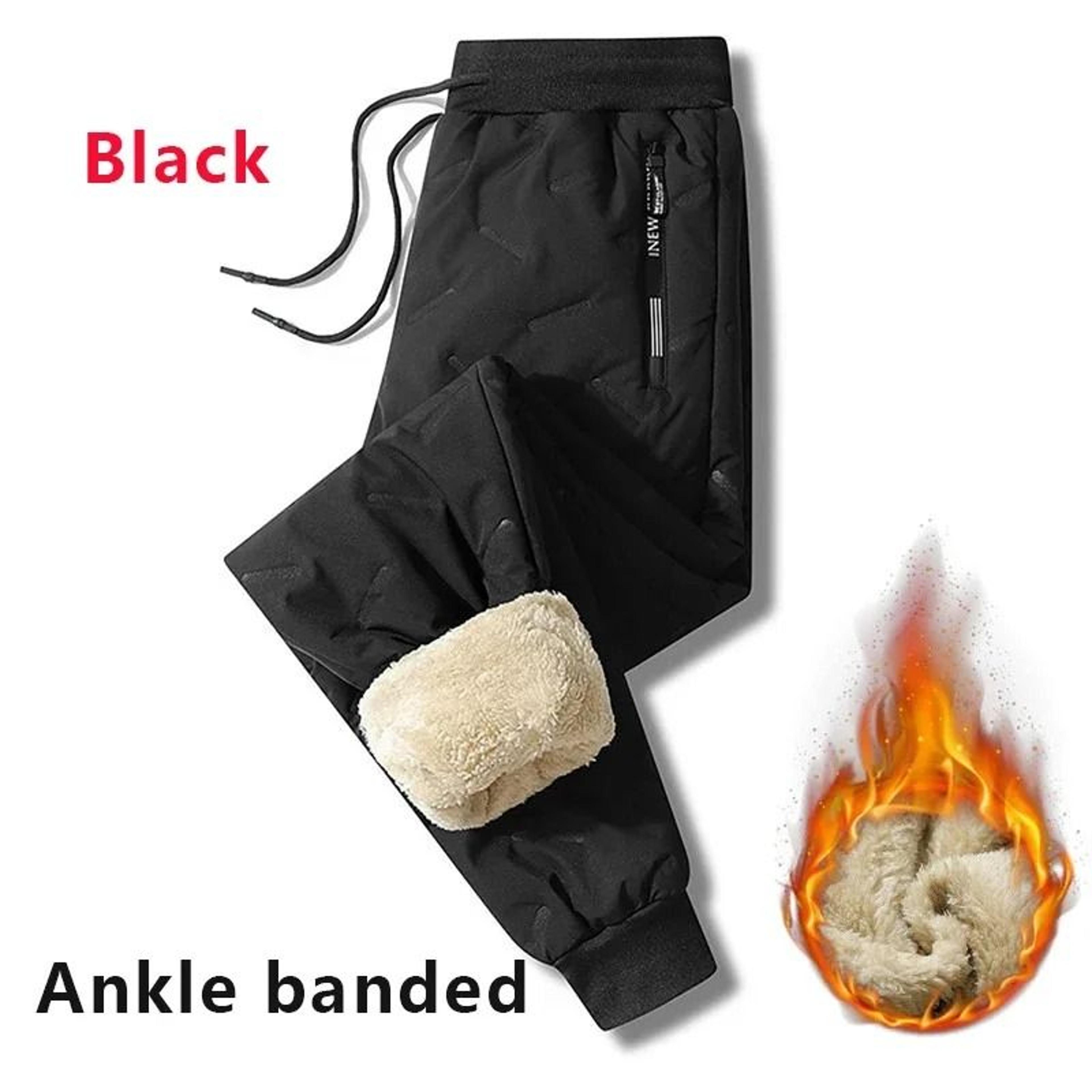Mens Waterproof Thermal Fleece Sweatpants With Lambs Wool Lining For Winter 3