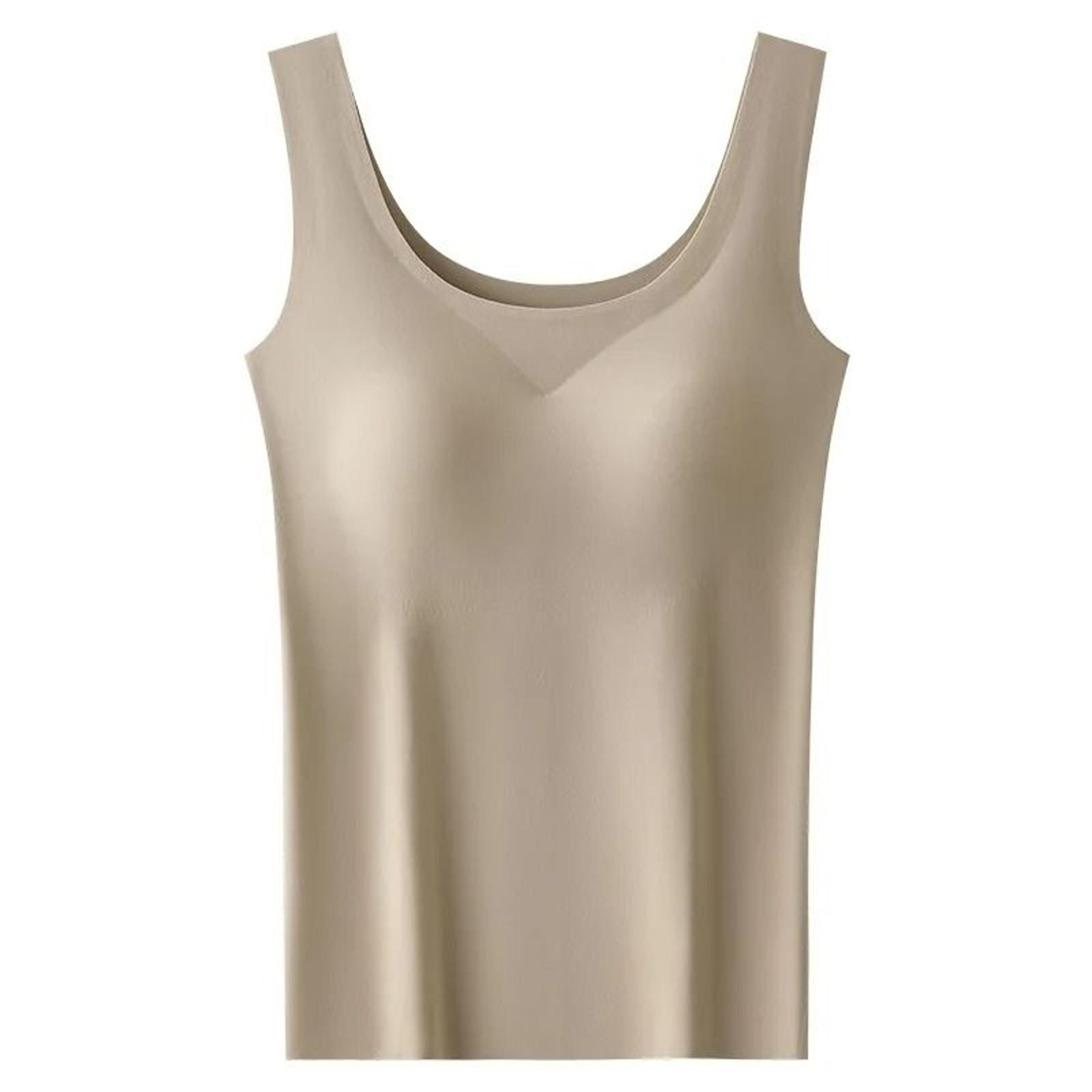 Ice Silk Seamless Camisole With Built In Chest Pads Wide Shoulder Sleeveless Tank Top For Women 9
