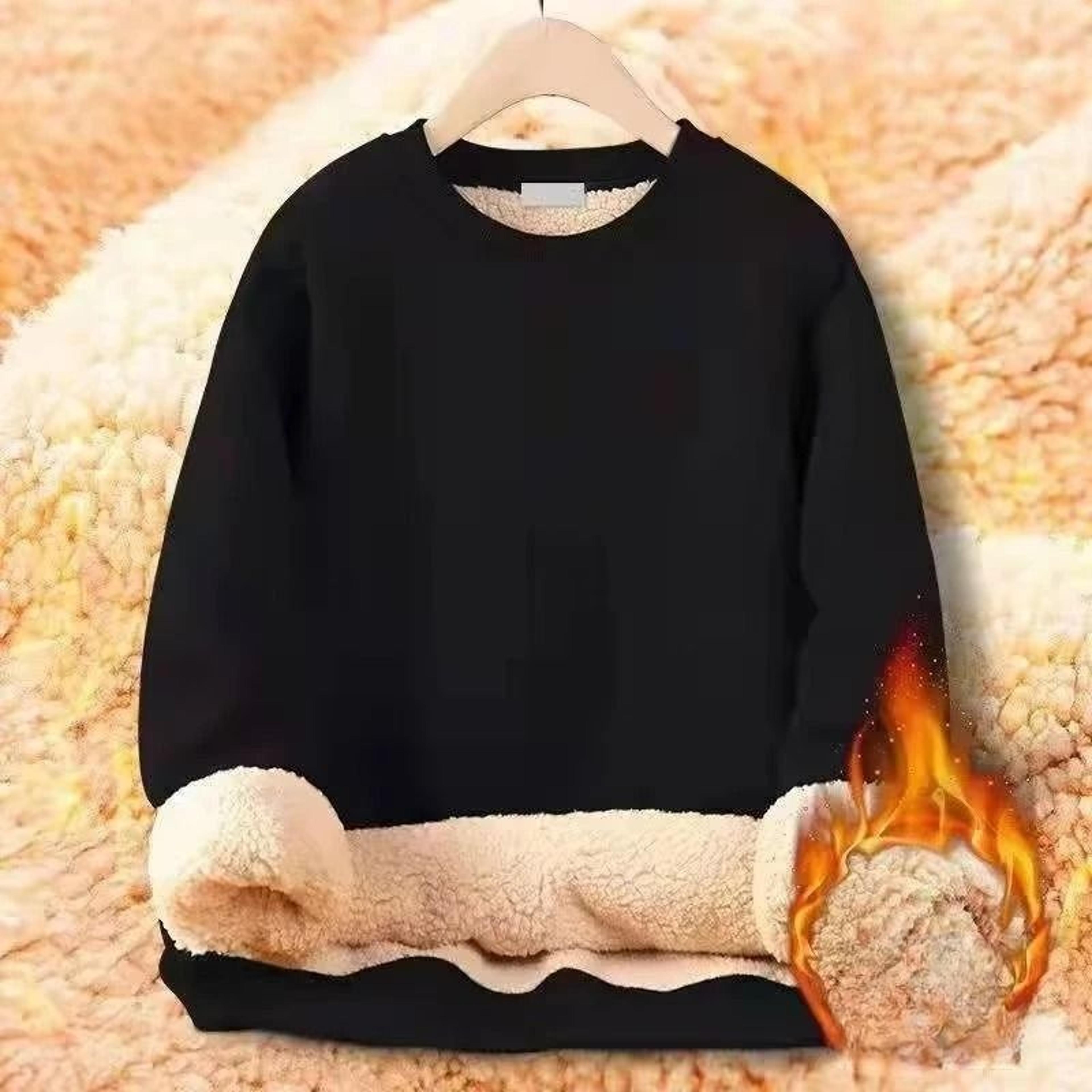 Men Thermal Fleece Pullover Thick Warm Crewneck Sweatshirt For Winter 1