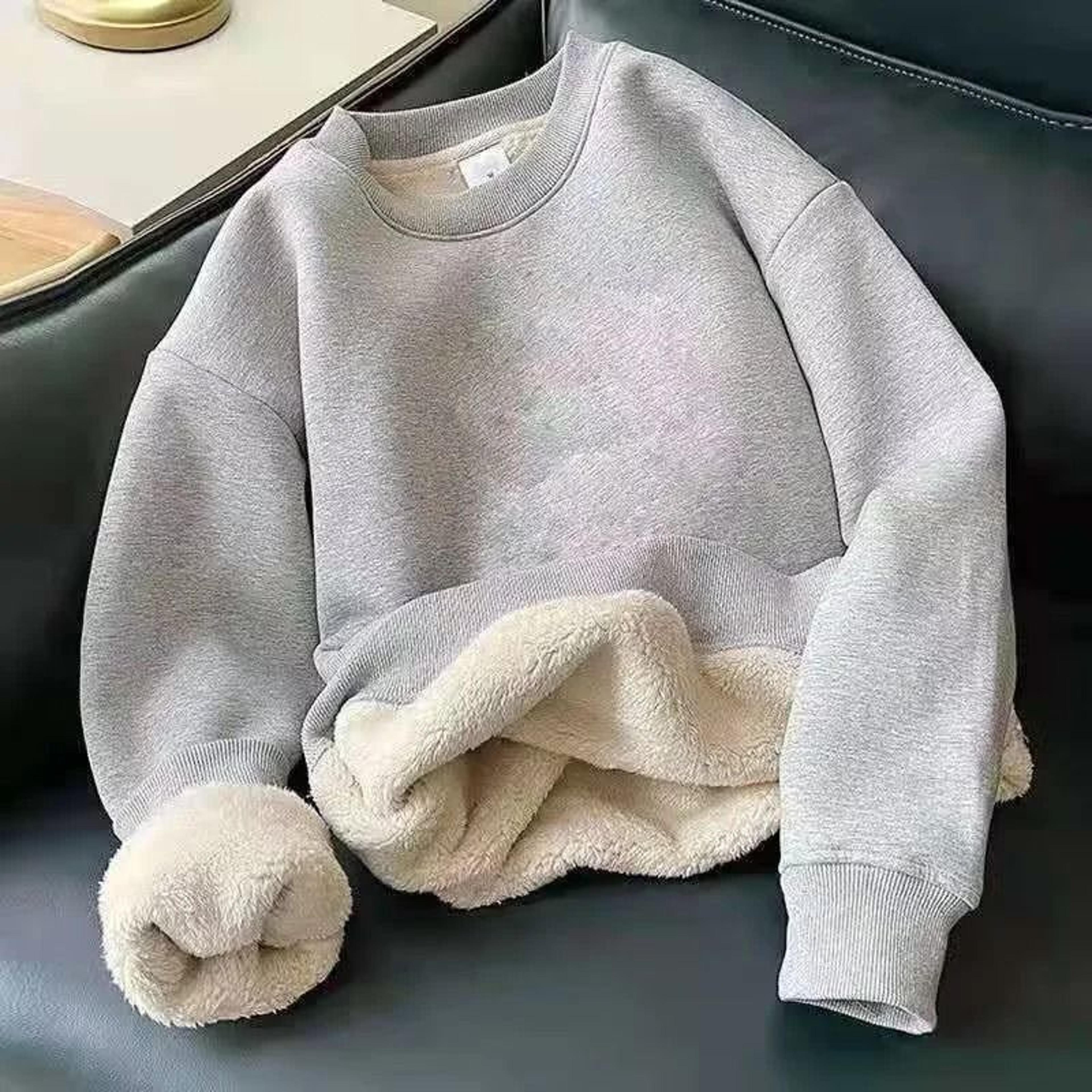 Men Thermal Fleece Pullover Thick Warm Crewneck Sweatshirt For Winter 6