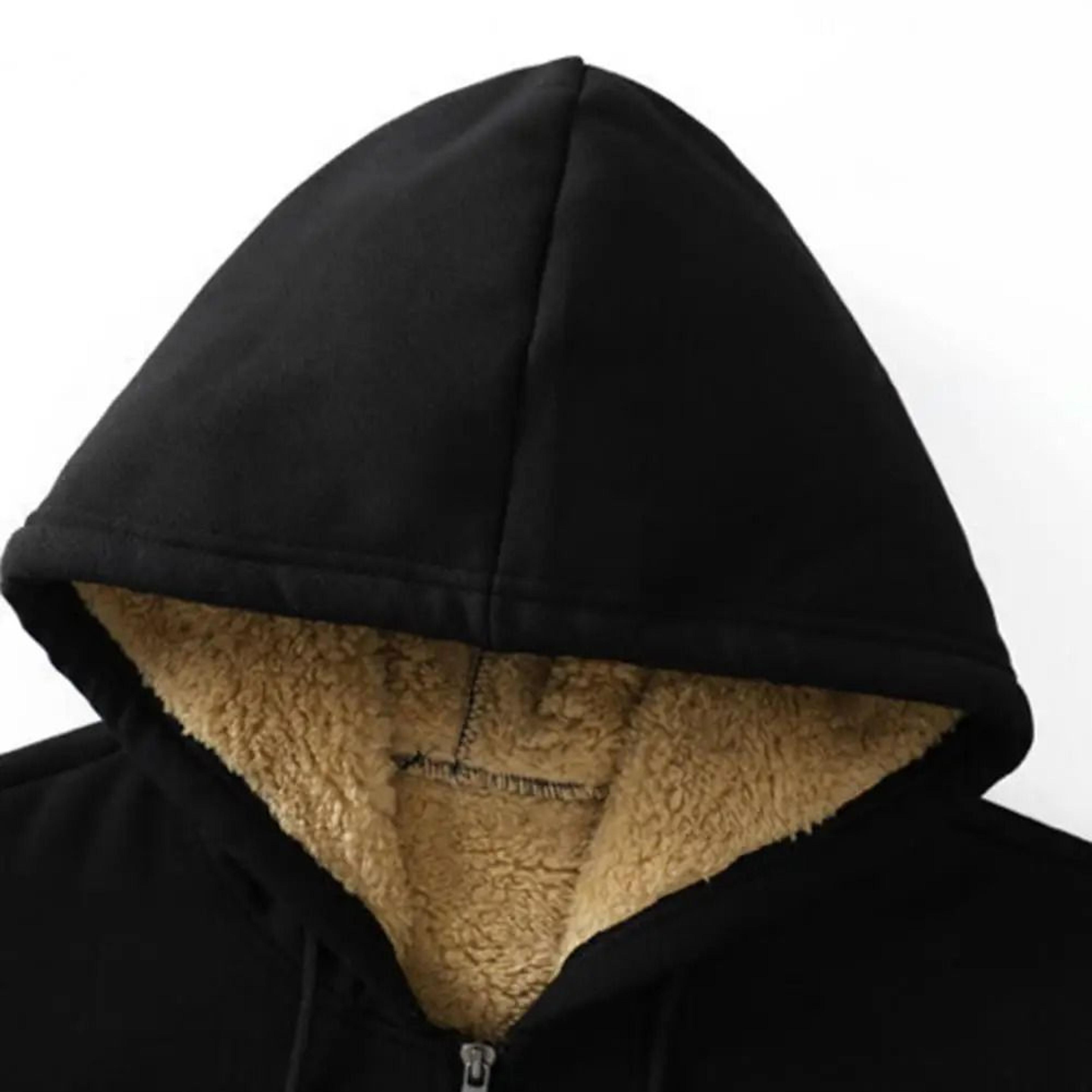 Unisex Lamb Wool Zipper Jacket With Plush Lining And Front Pockets For Winter Warmth 4