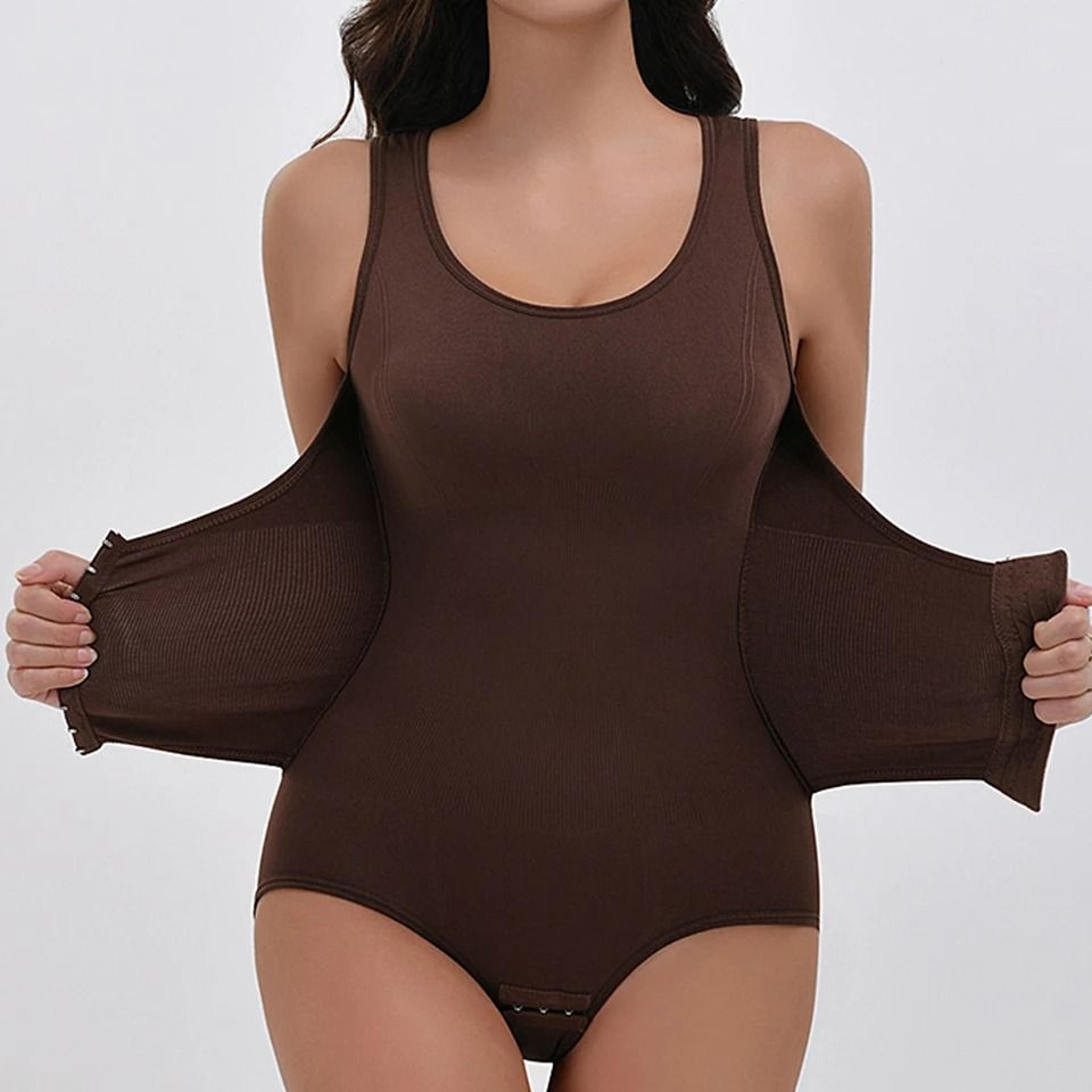womens full body shaper with zipper and waist belt for tummy control and slimming support