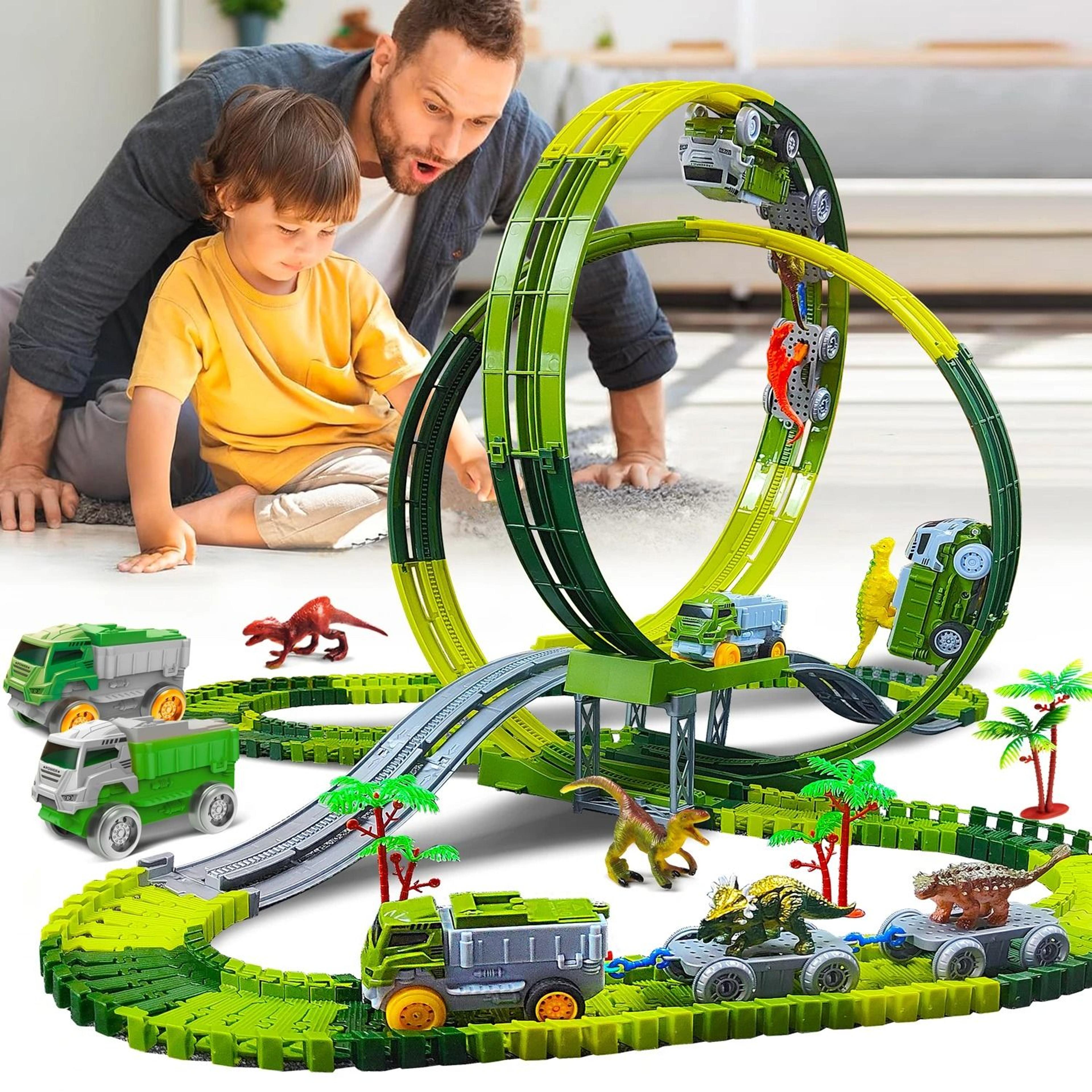 Flexible Dinosaur World Race Track Playset With Magic Climbing Train Set 5