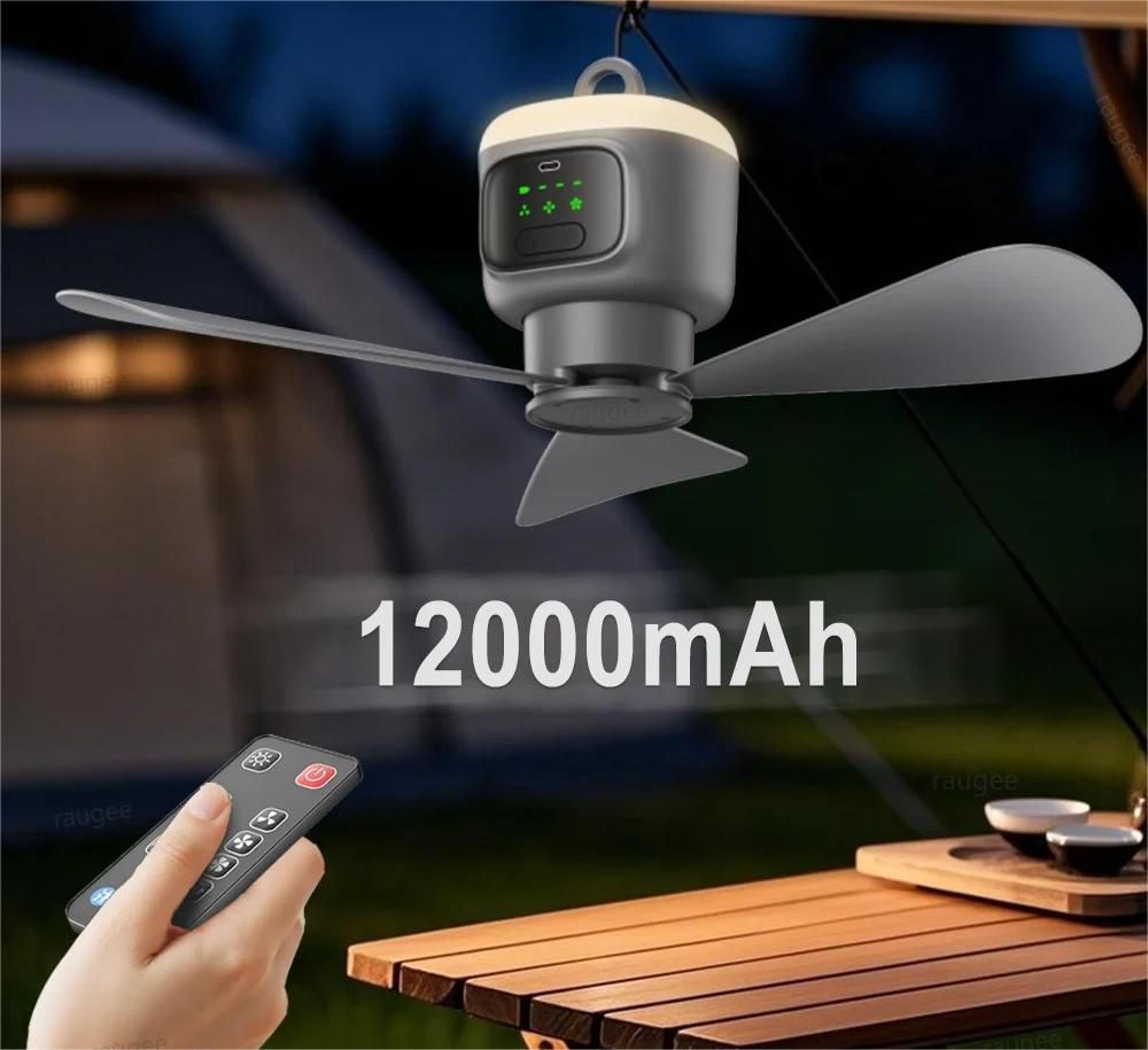 Portable Ceiling Fan Rechargeable Air Circulator With LED Light And Remote Control 0