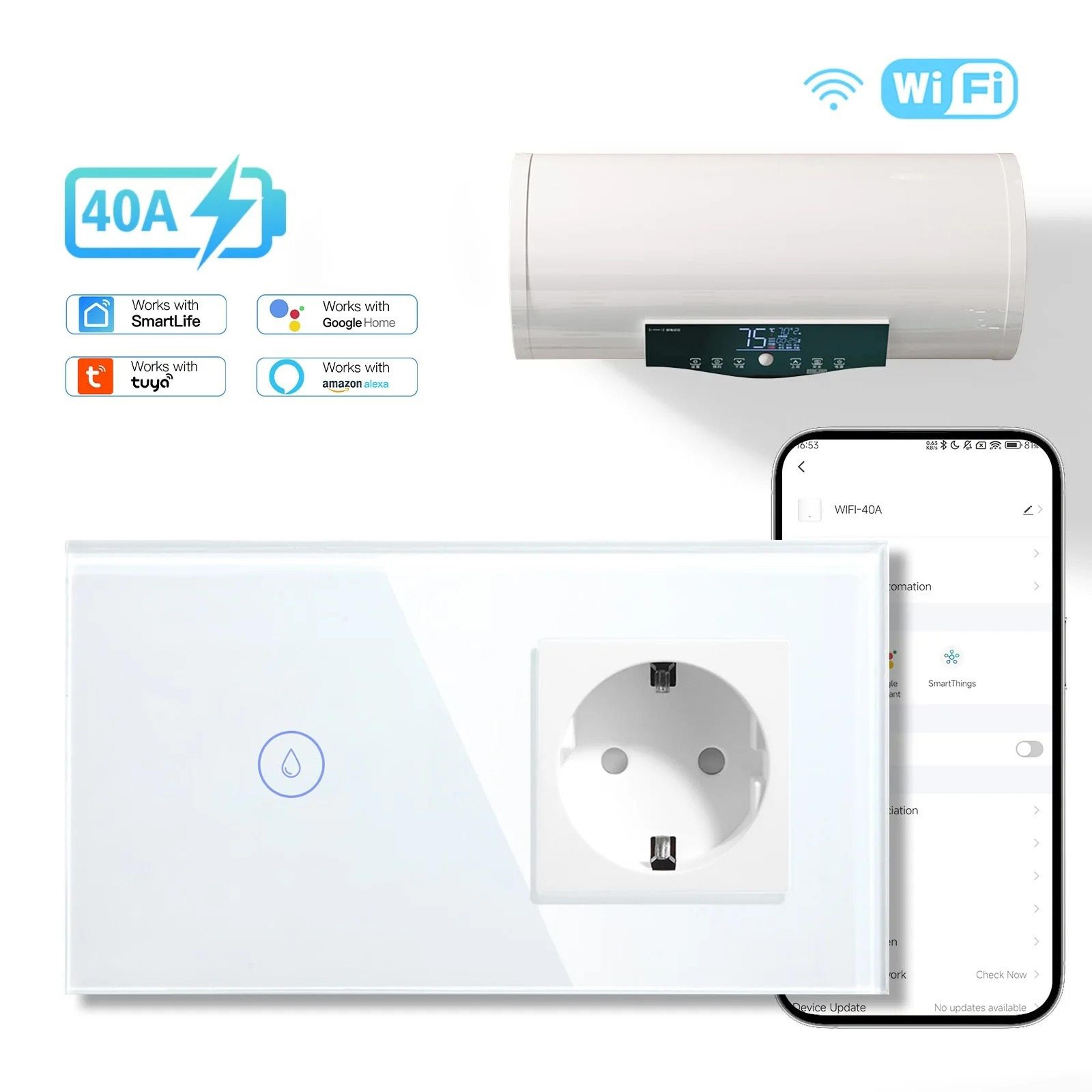 Smart Wall Switch For WiFi Controlled Water Heater With Voice And App Control 6