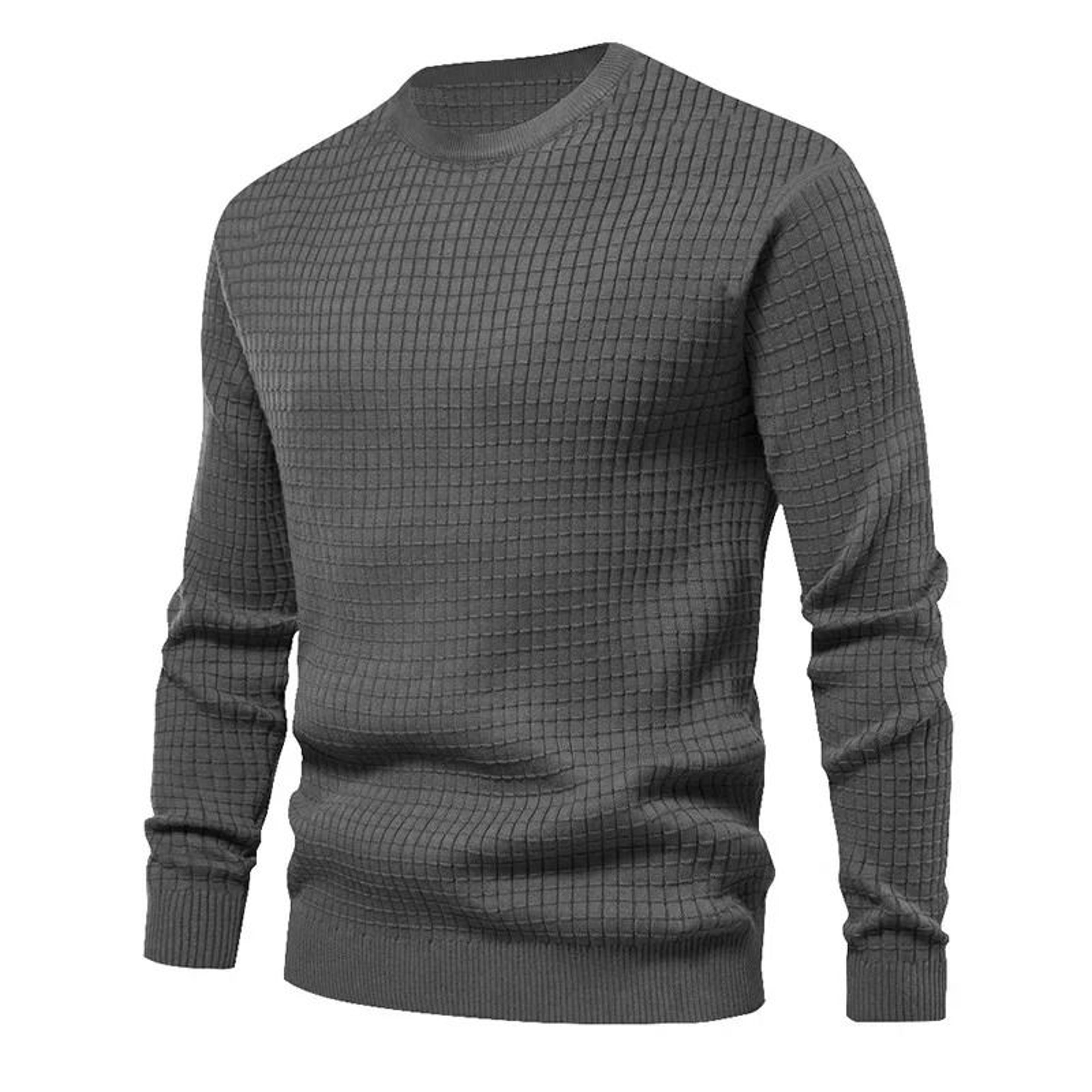 Mens Casual Crew Neck Sweatshirt Solid Color Long Sleeve Top 1
