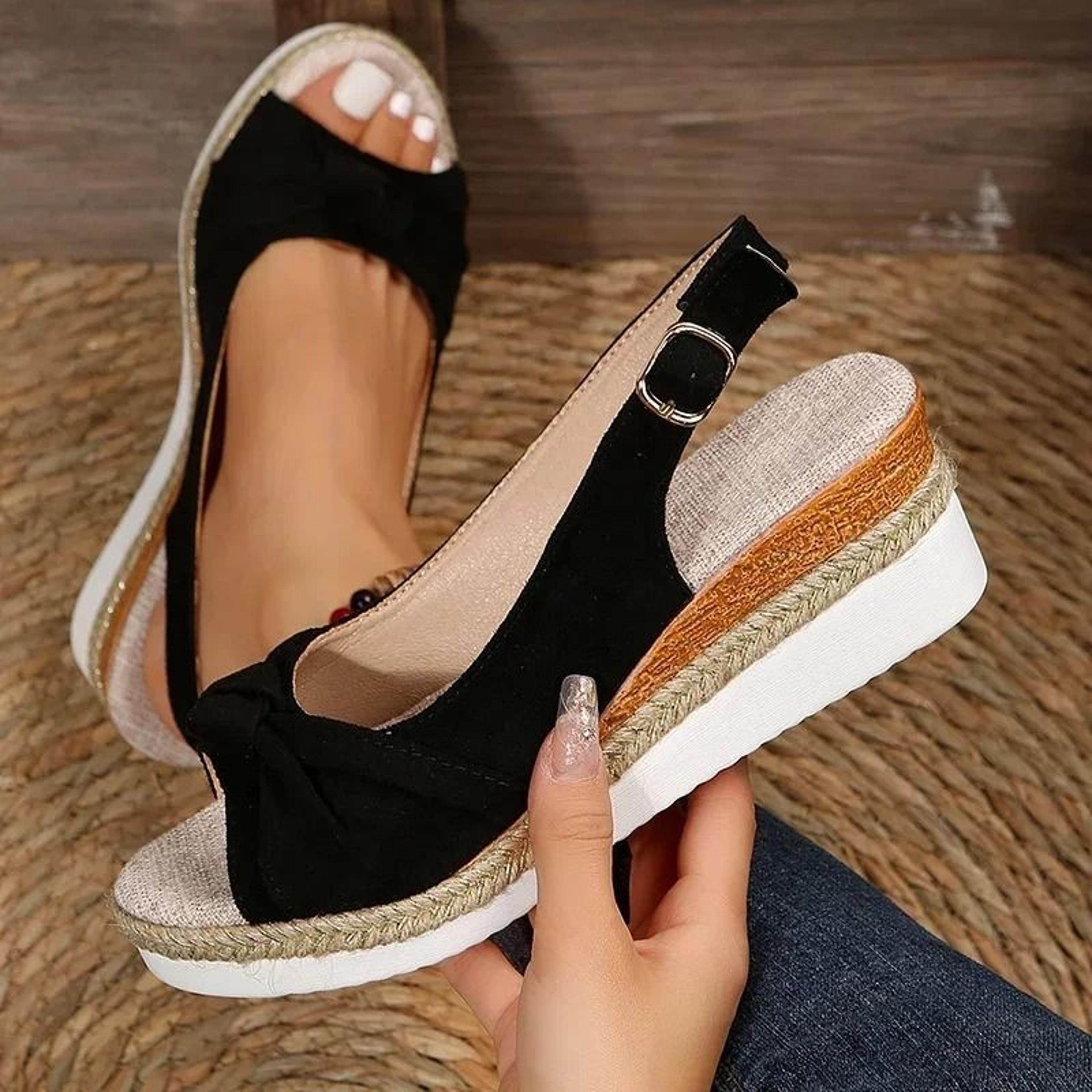 Lightweight Peep Toe Wedge Sandals Casual Platform Espadrilles Plus Size 2