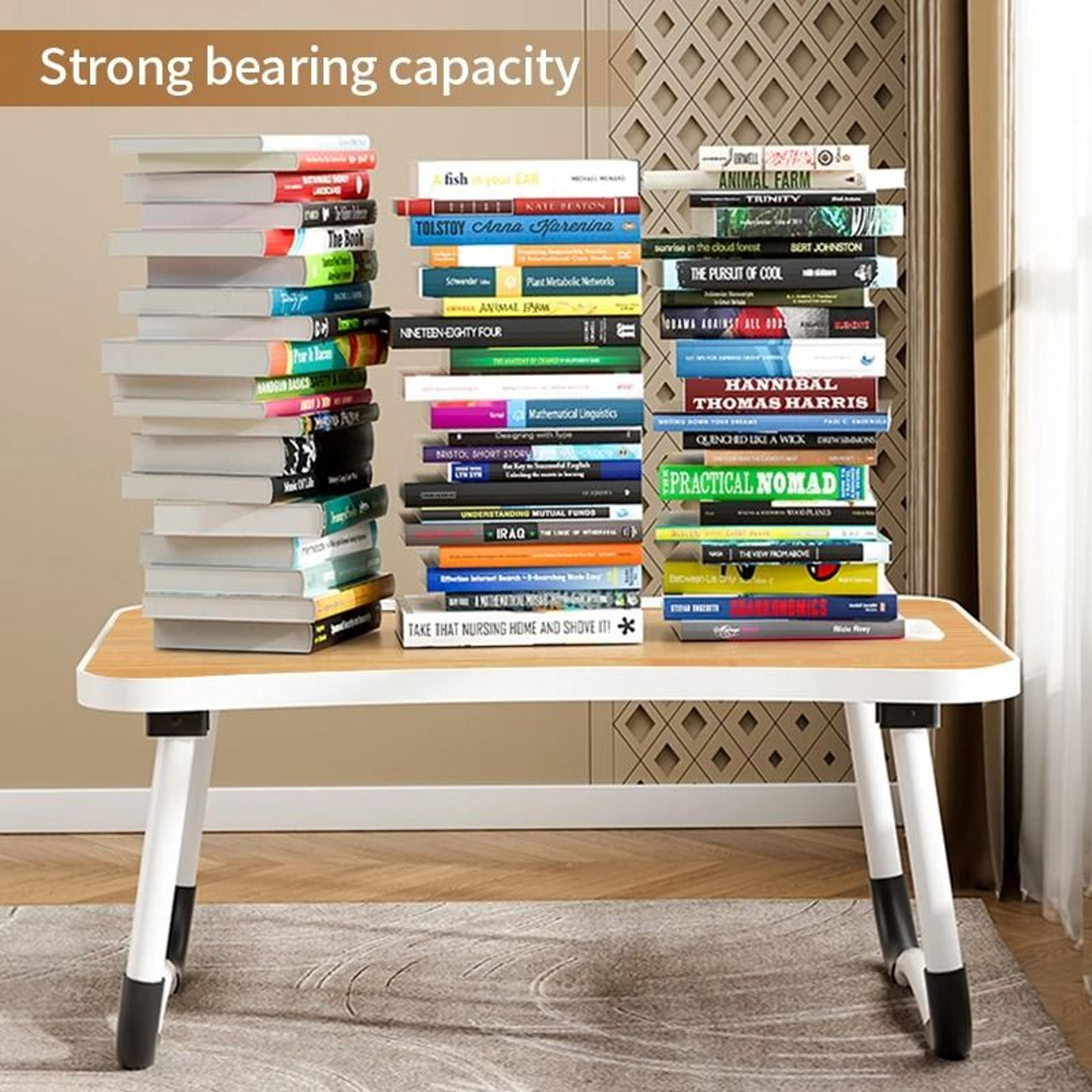 Portable Laptop Desk With Usb Light Small Fan Cup Holder Tablet Slot Lifting Handle 3