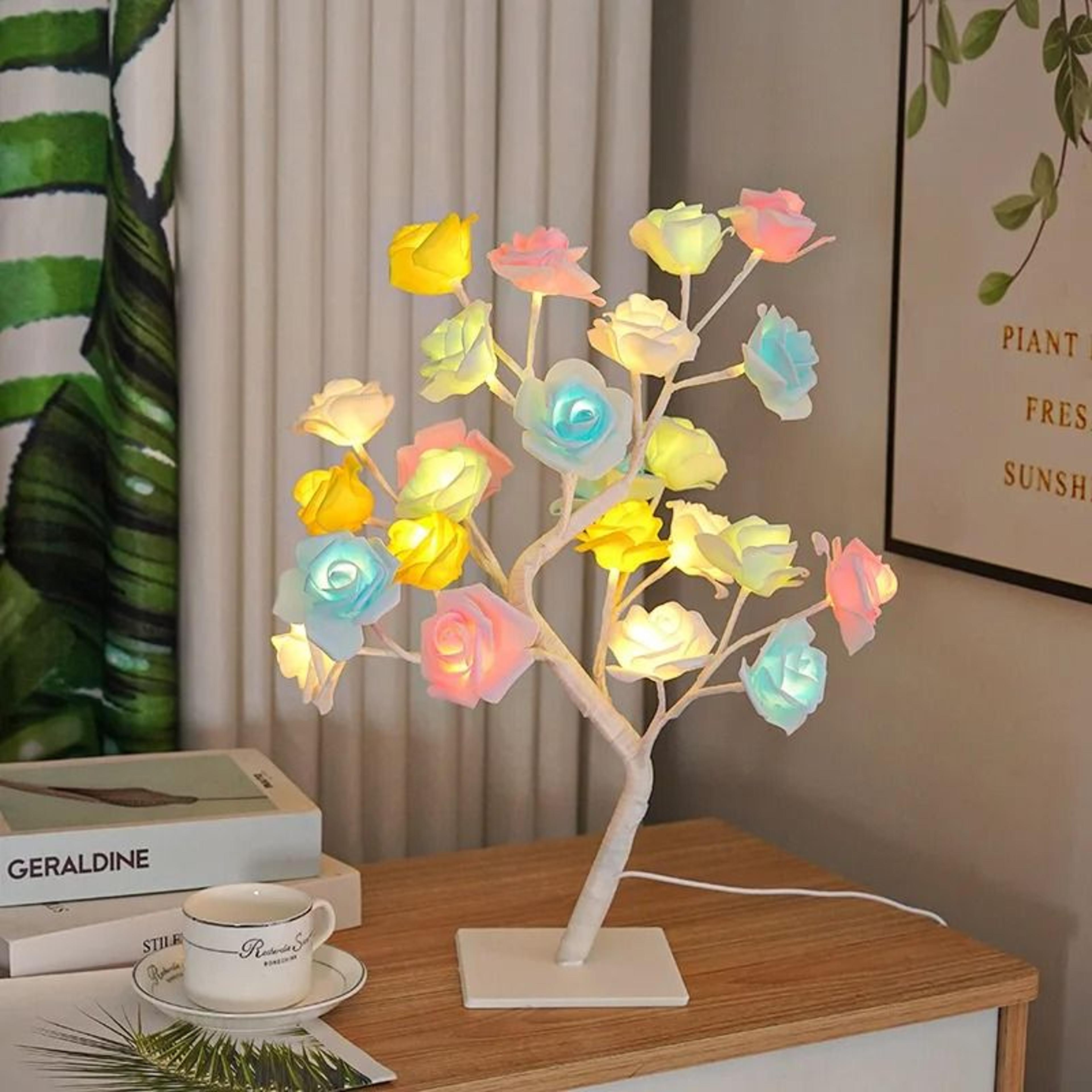 led rose tree night lamp with usb power