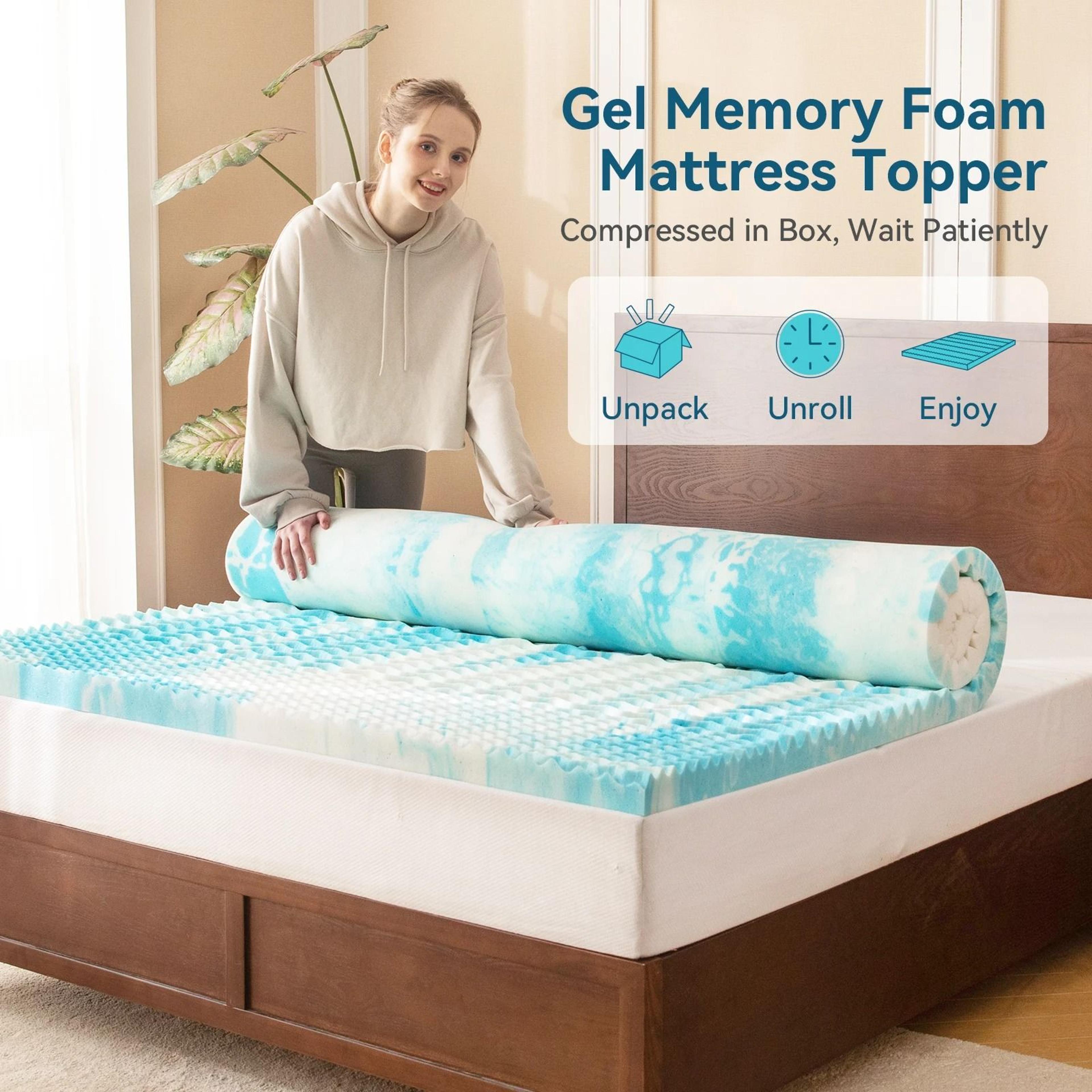 Cooling Gel Memory Foam Mattress Topper With Pressure Relief 2