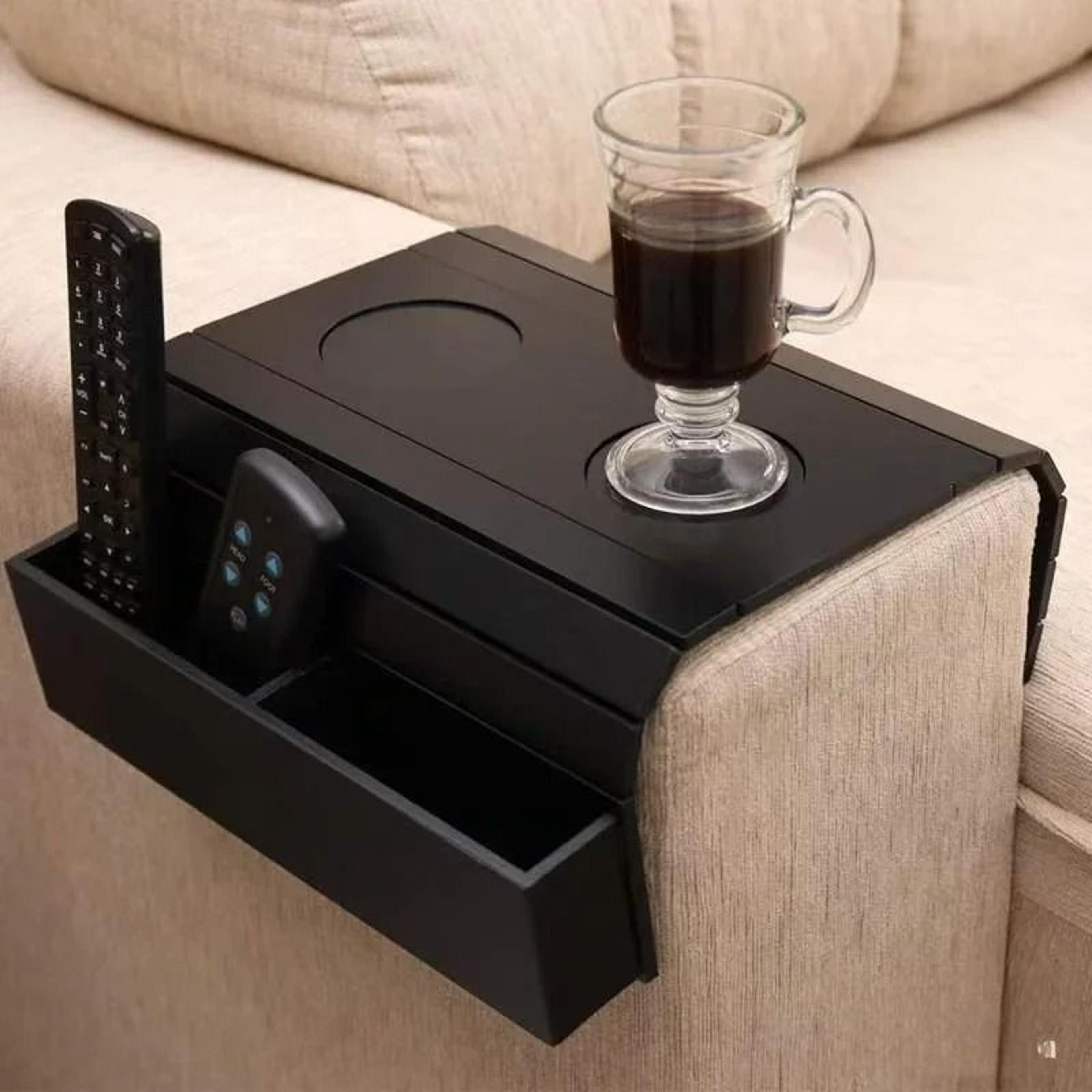 Foldable Bamboo Sofa Armrest Tray With Cup Holder 7