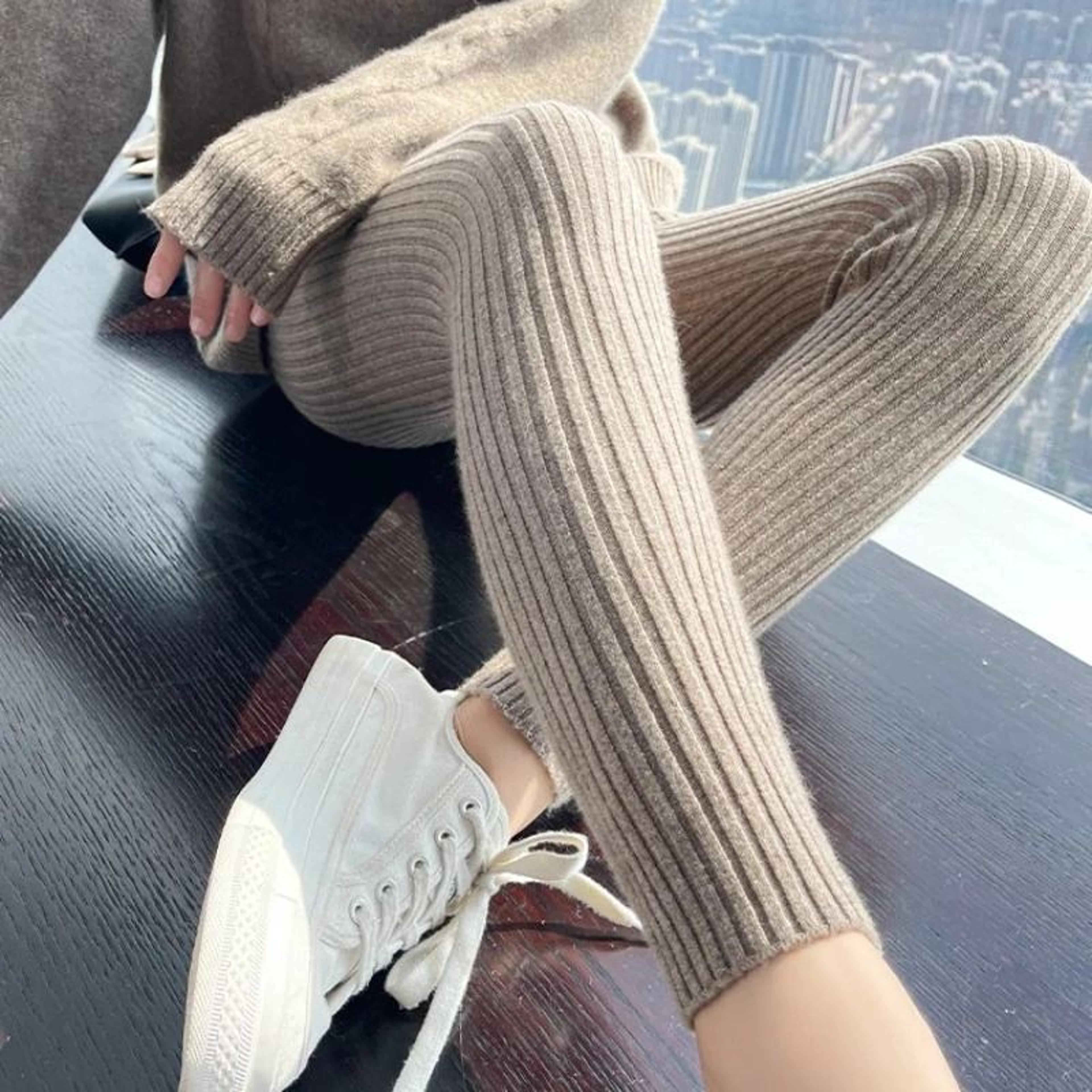 thermal ribbed high waist leggings for women