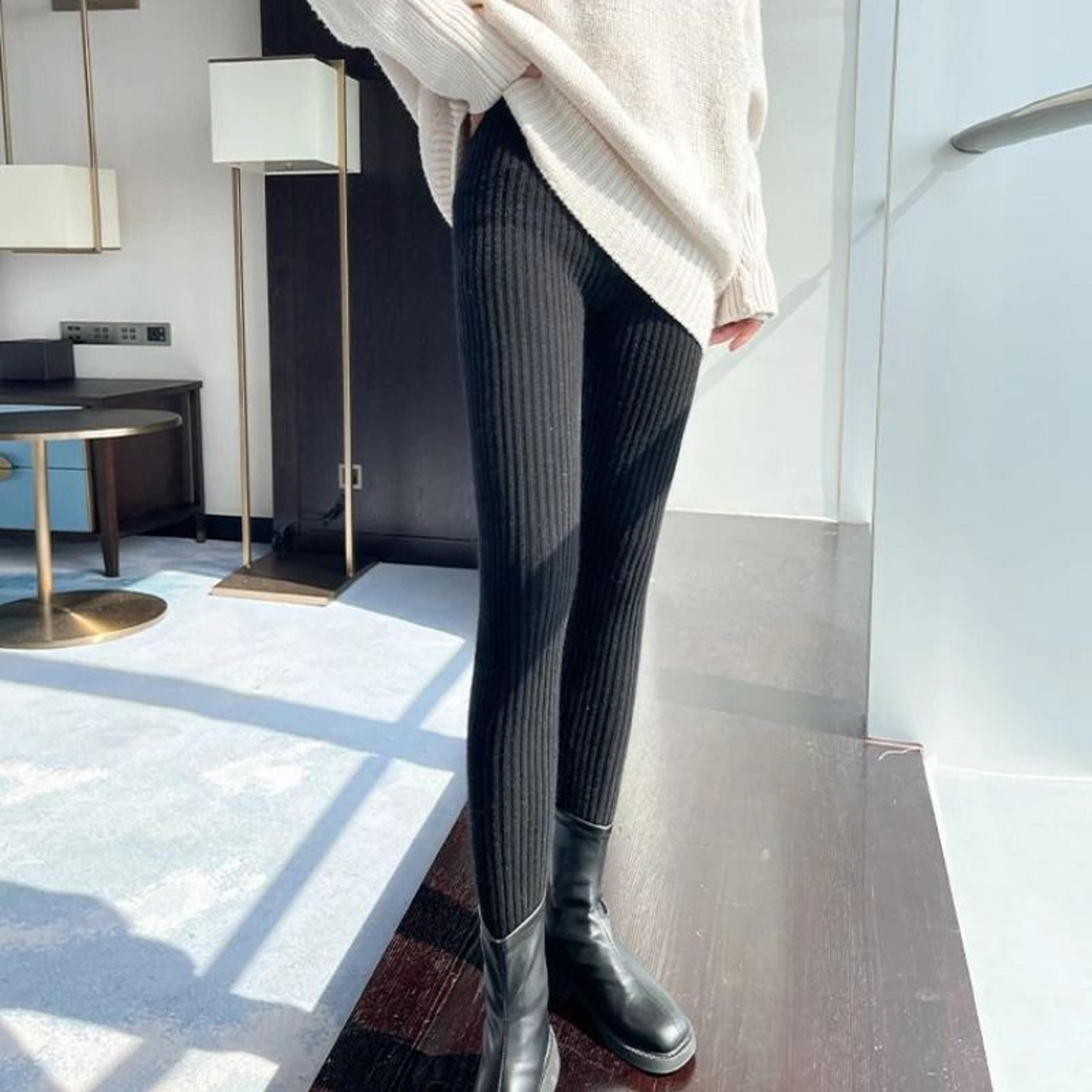 Thermal Ribbed High Waist Leggings For Women 1