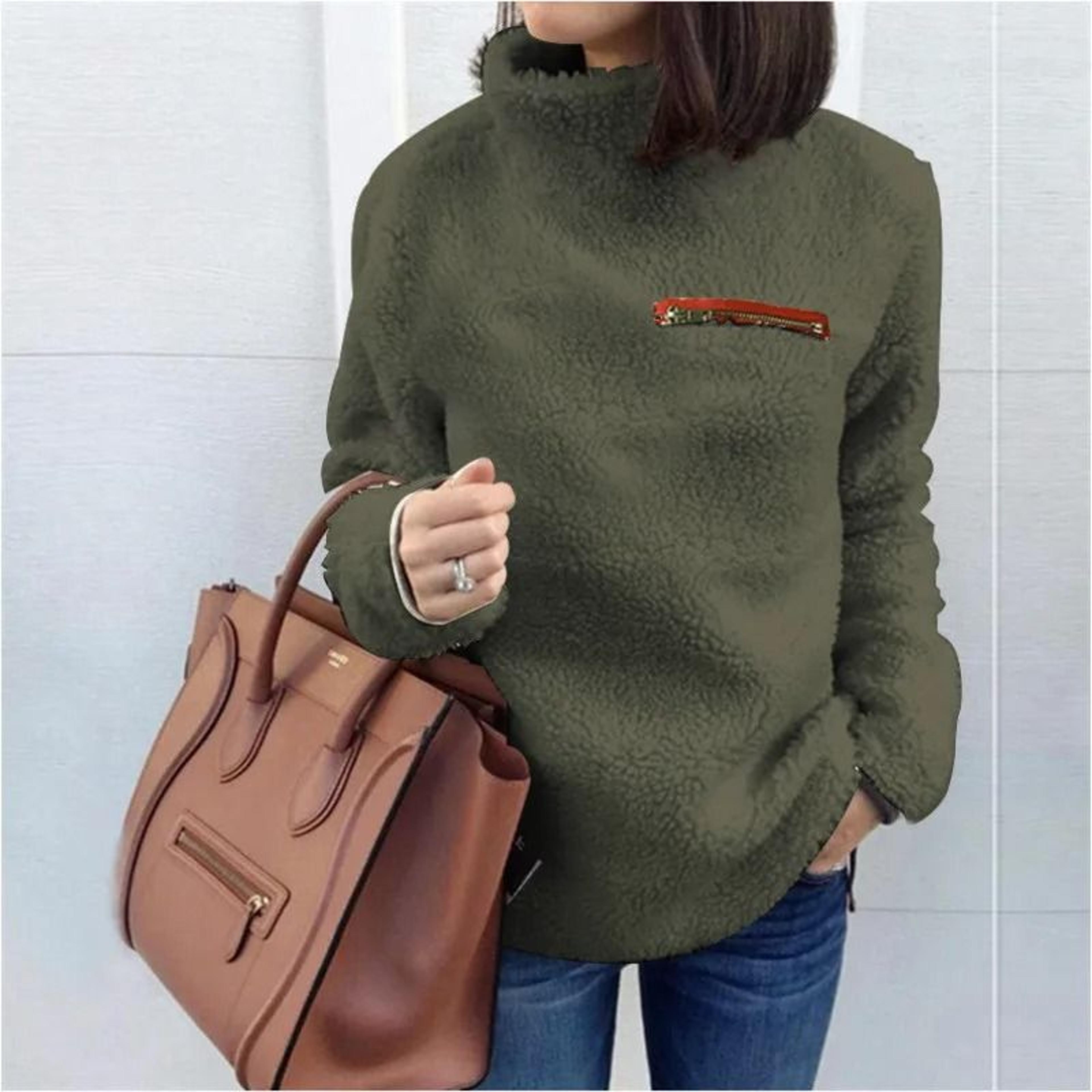 Womens Winter Soft Turtleneck Pullover Sweater With Zipper 8