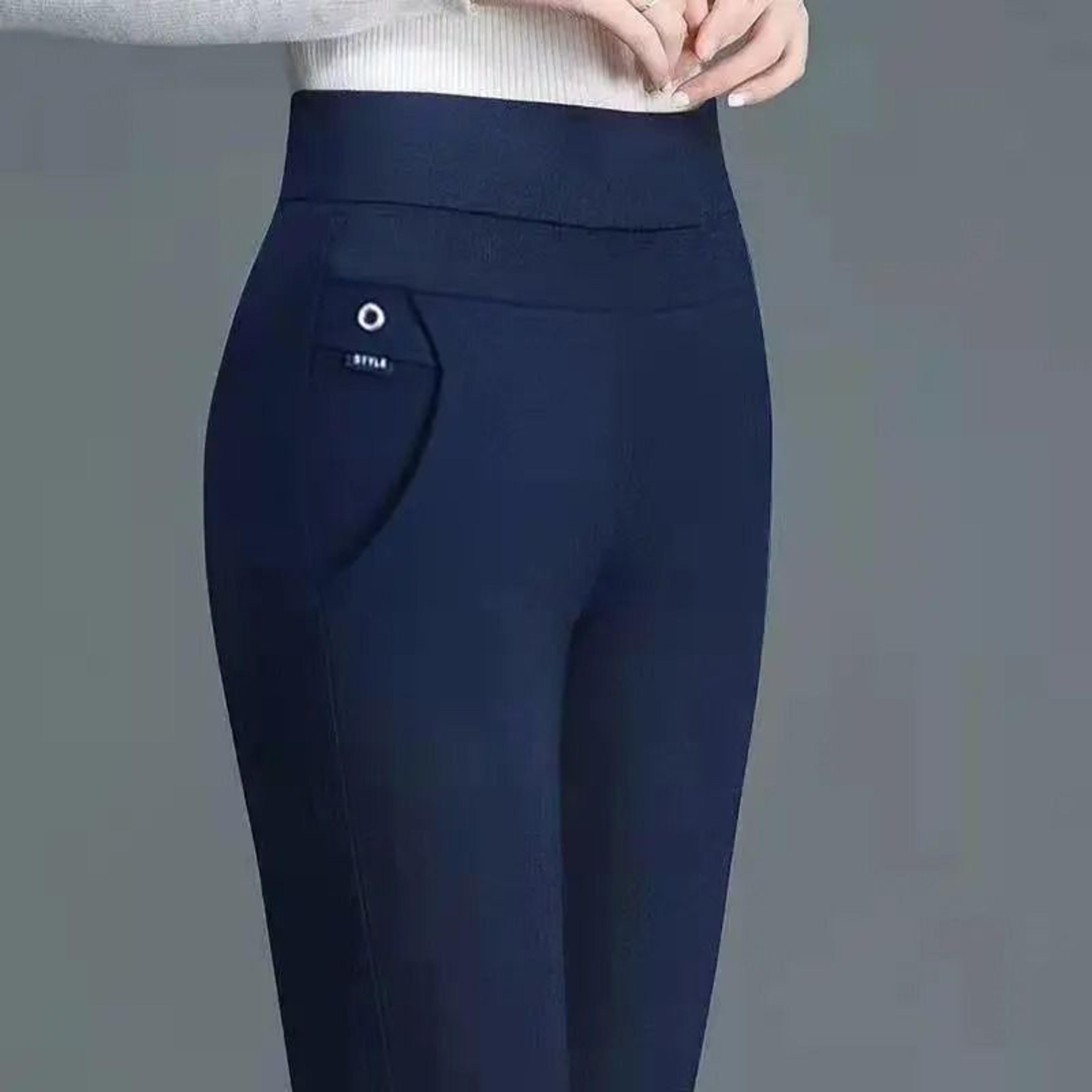 Elegant High Waist Straight Pants For Women With Elastic Waistband 6