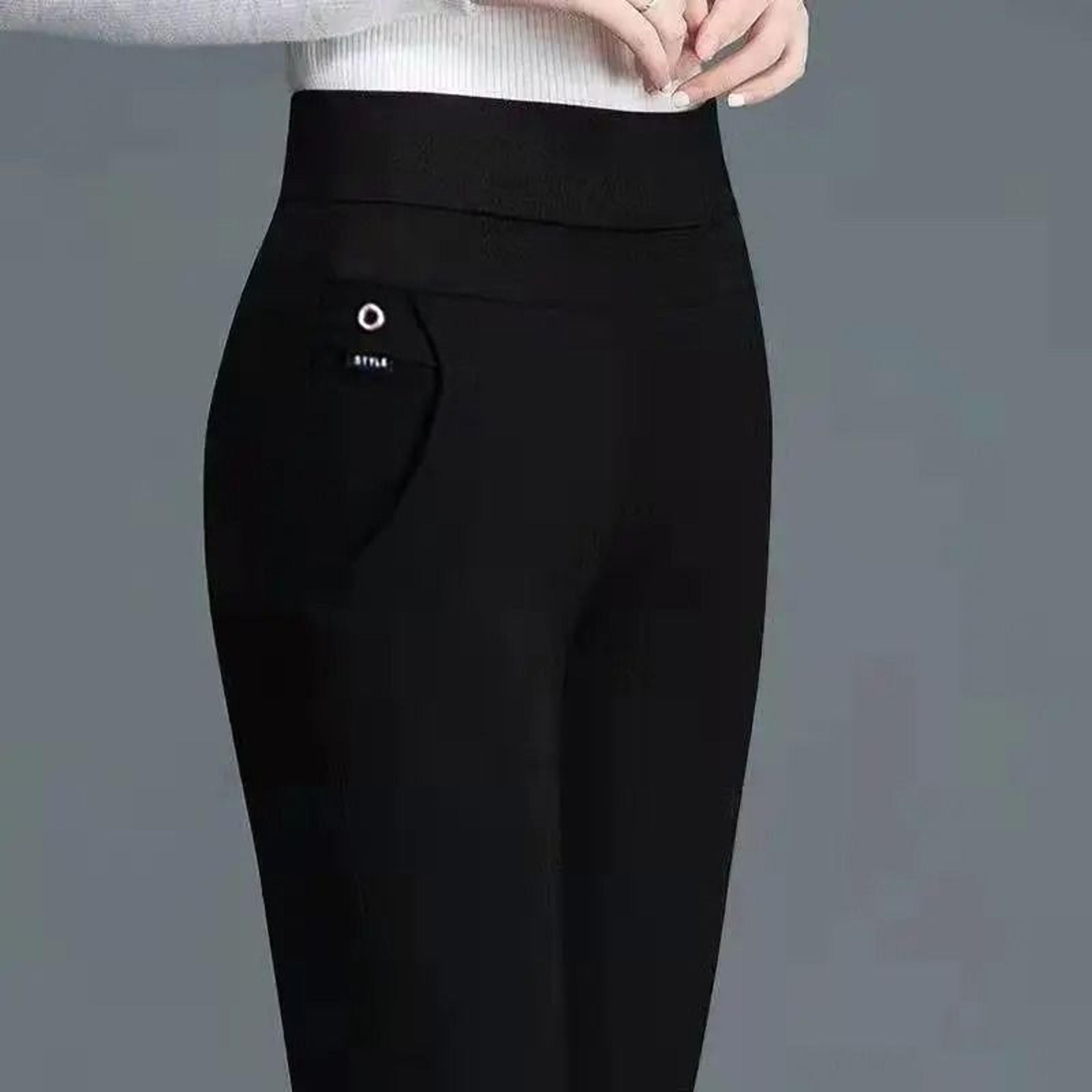 Elegant High Waist Straight Pants For Women With Elastic Waistband 7