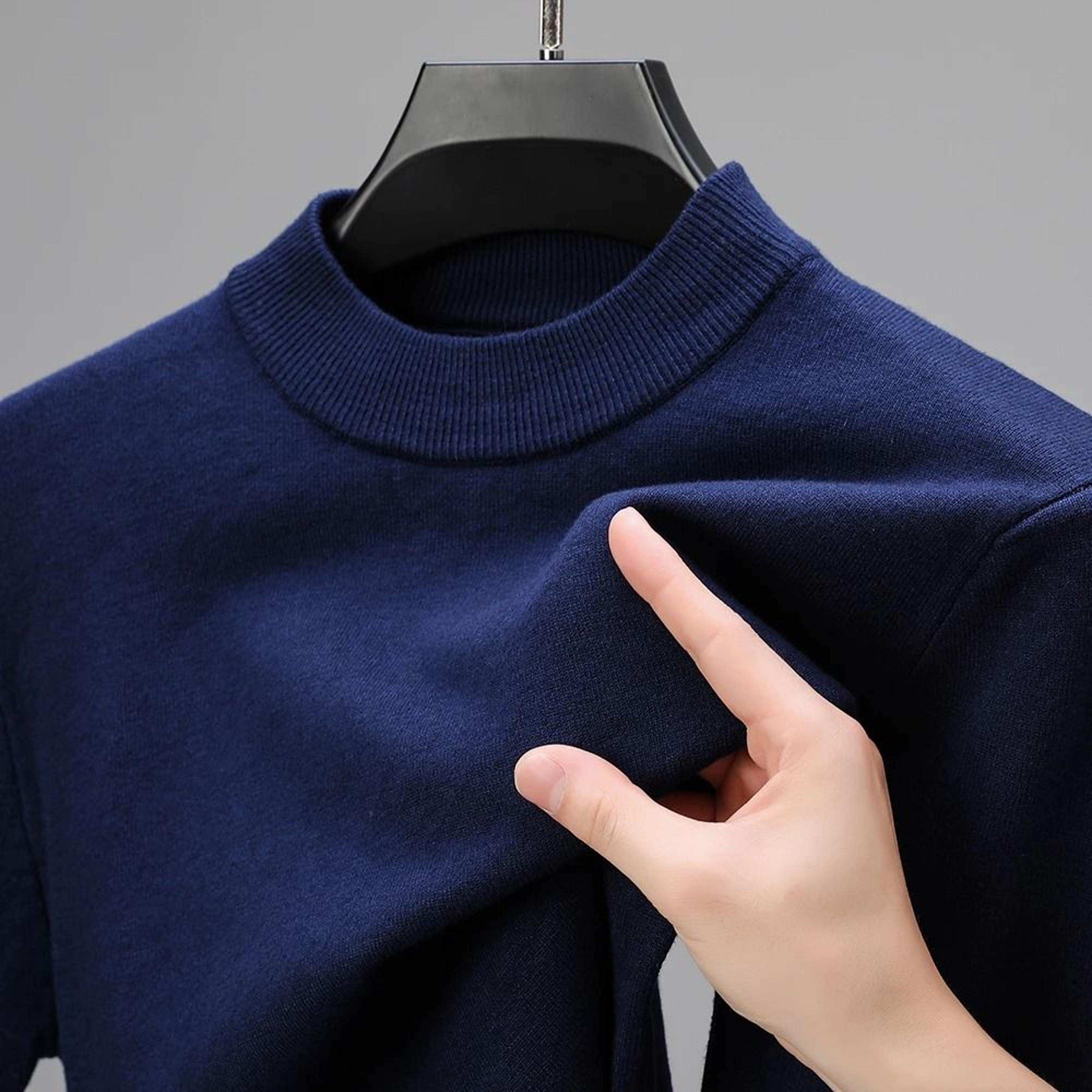 Mens Half Turtleneck Knit Sweater Casual Solid Color Pullover 7