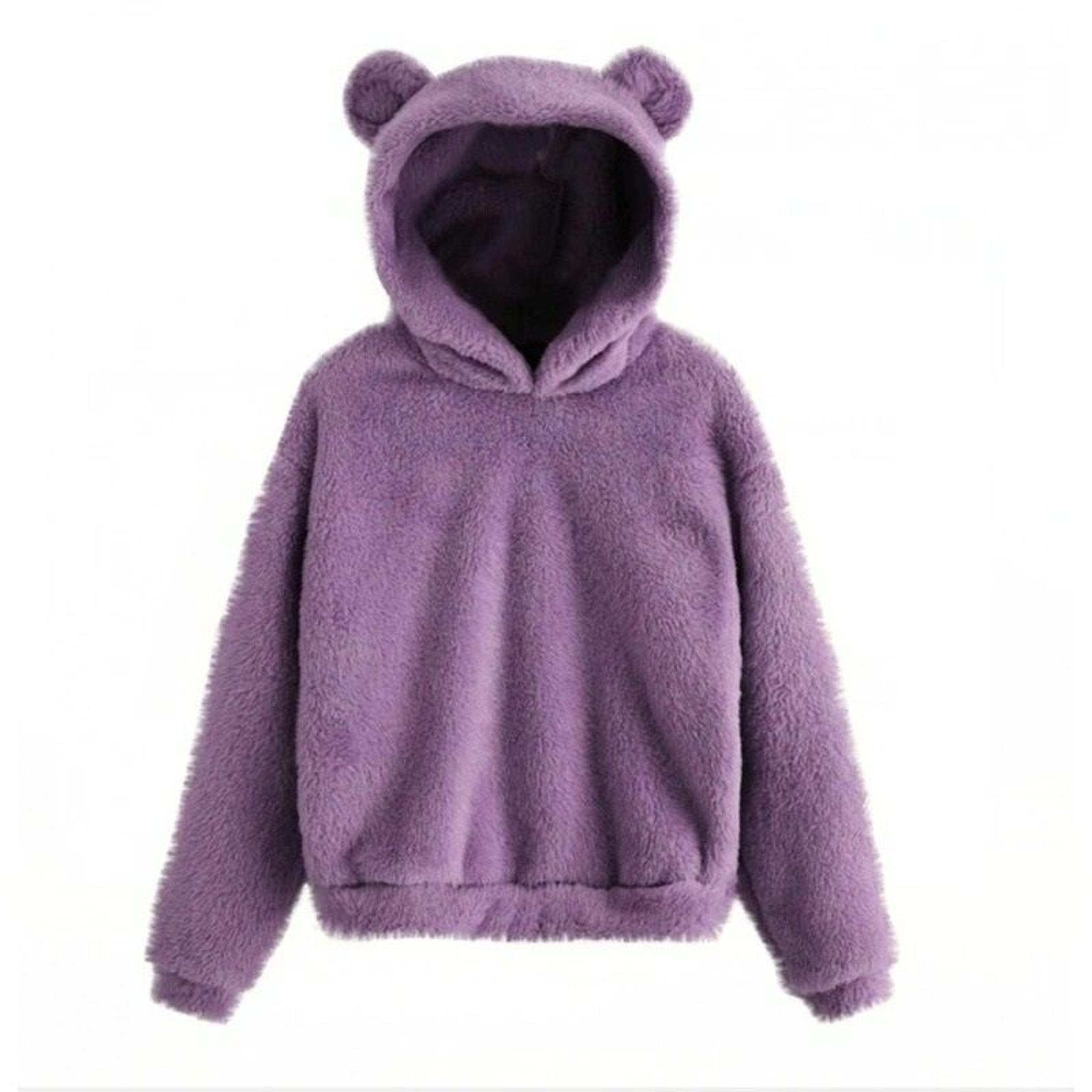 Womens Plush Rabbit Ear Hoodie With Long Sleeves 12