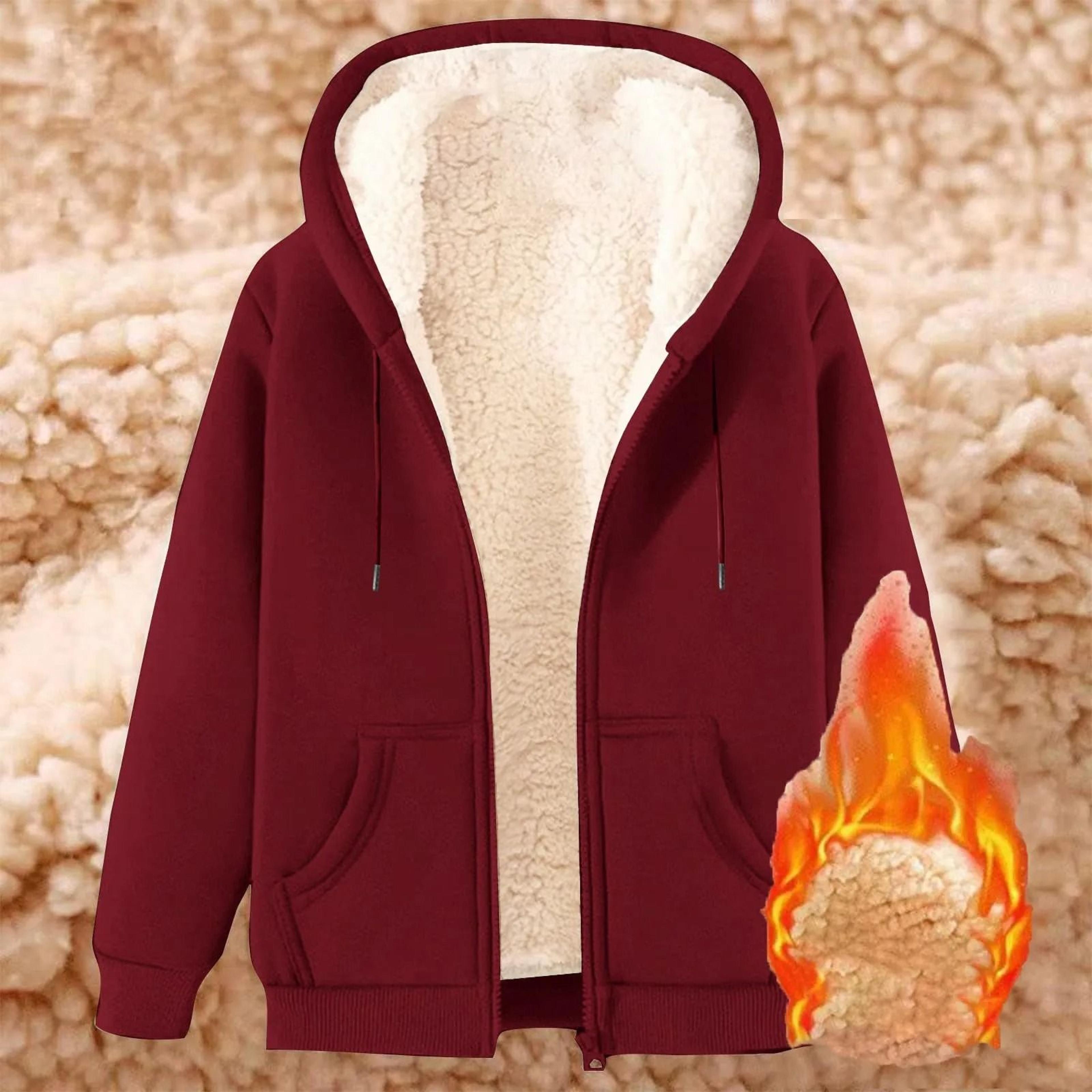 Womens Fleece Lined Zip Up Hoodie With Pockets 20