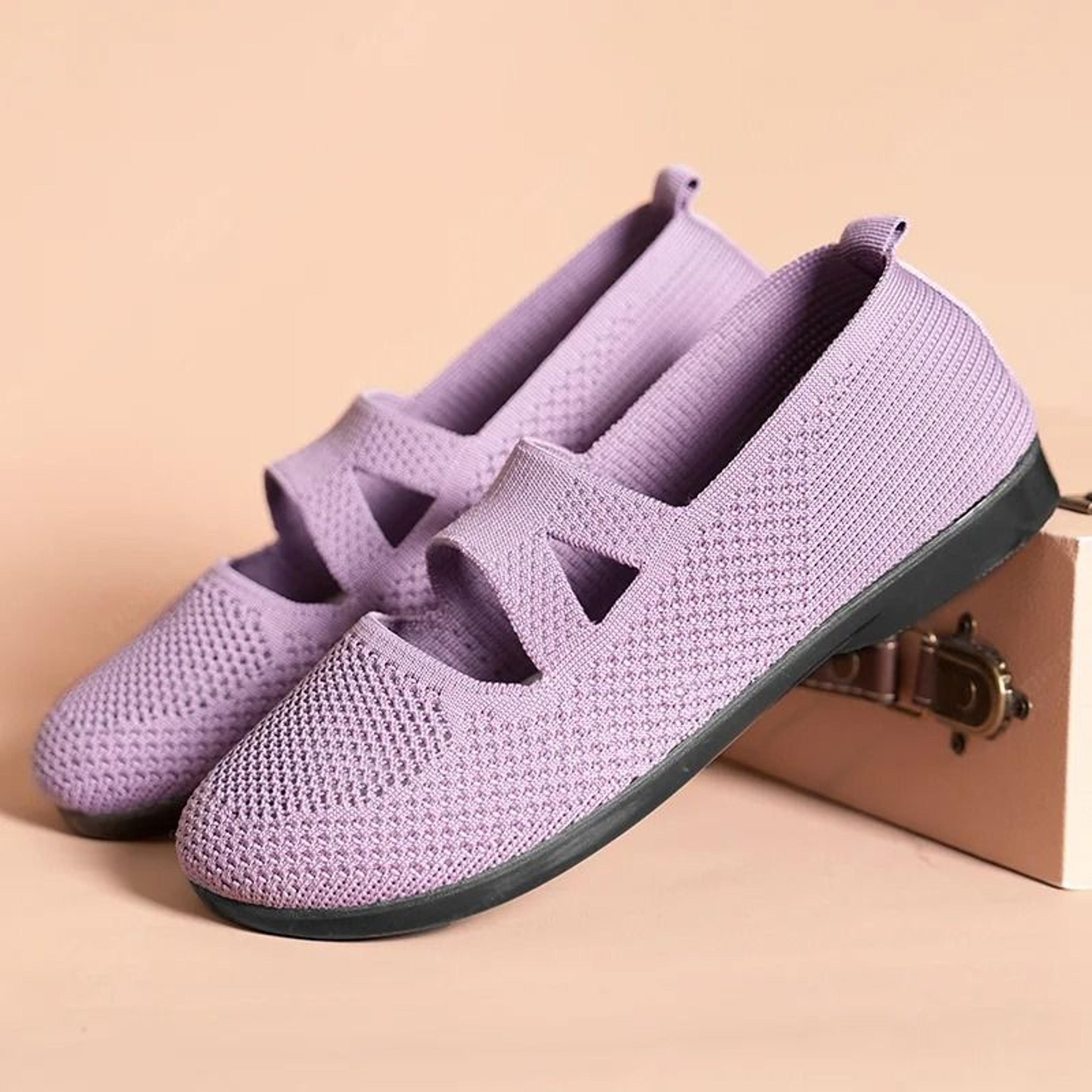 Womens Elastic Knitted Slip On Flats 8