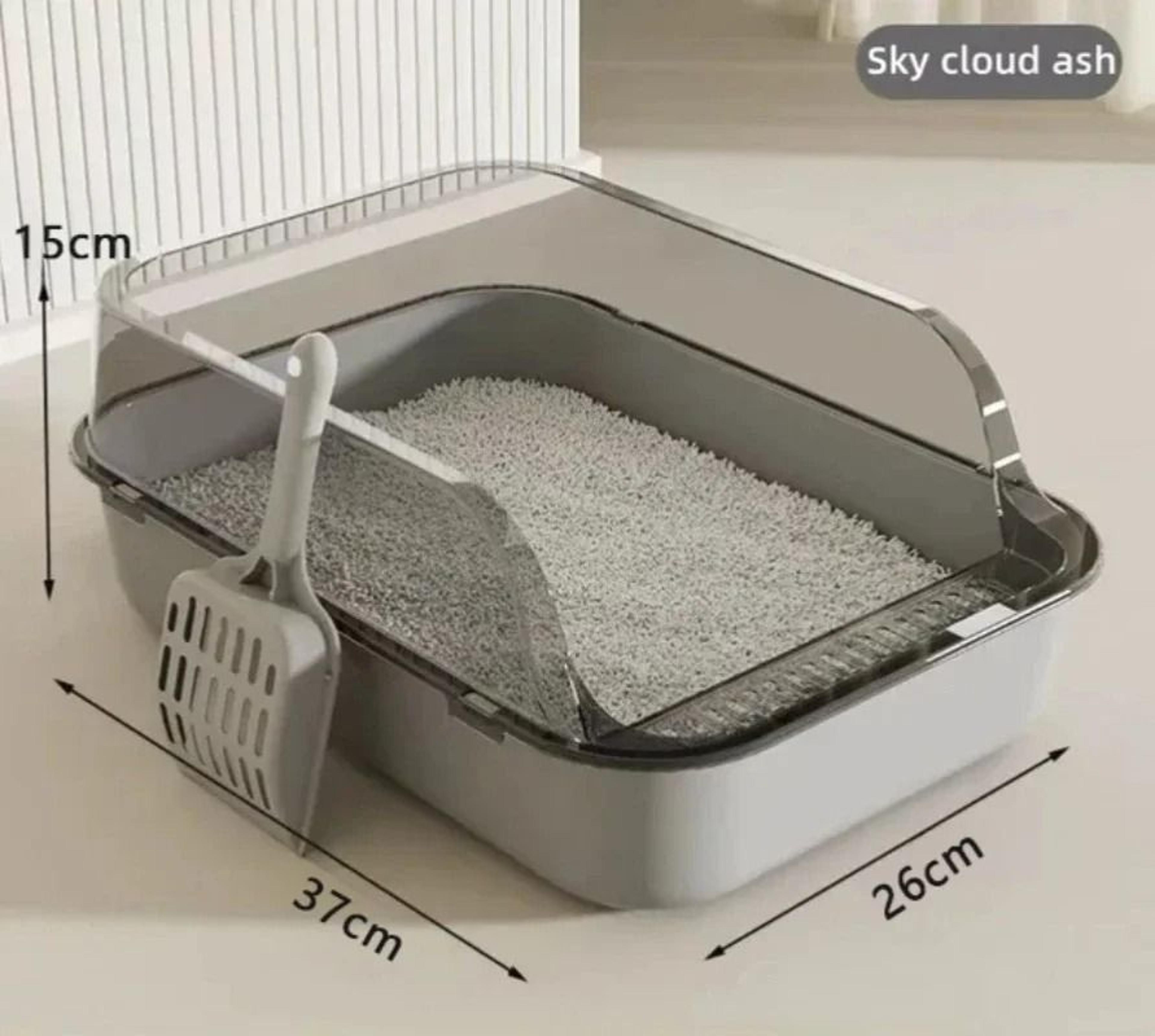semi enclosed cat litter box splashproof kitty toilet with easy cleaning tray
