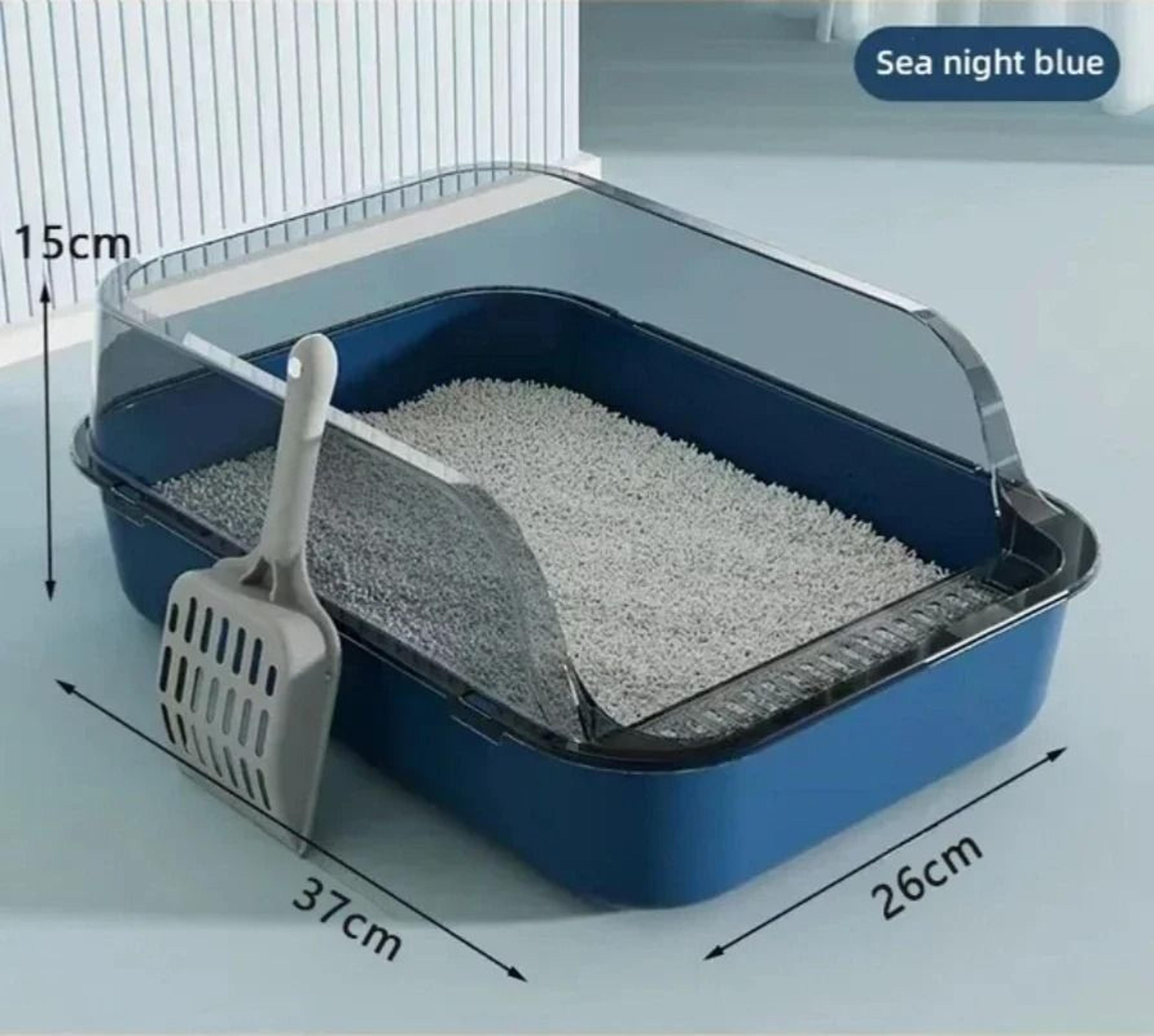 Semi Enclosed Cat Litter Box Splashproof Kitty Toilet With Easy Cleaning Tray 2