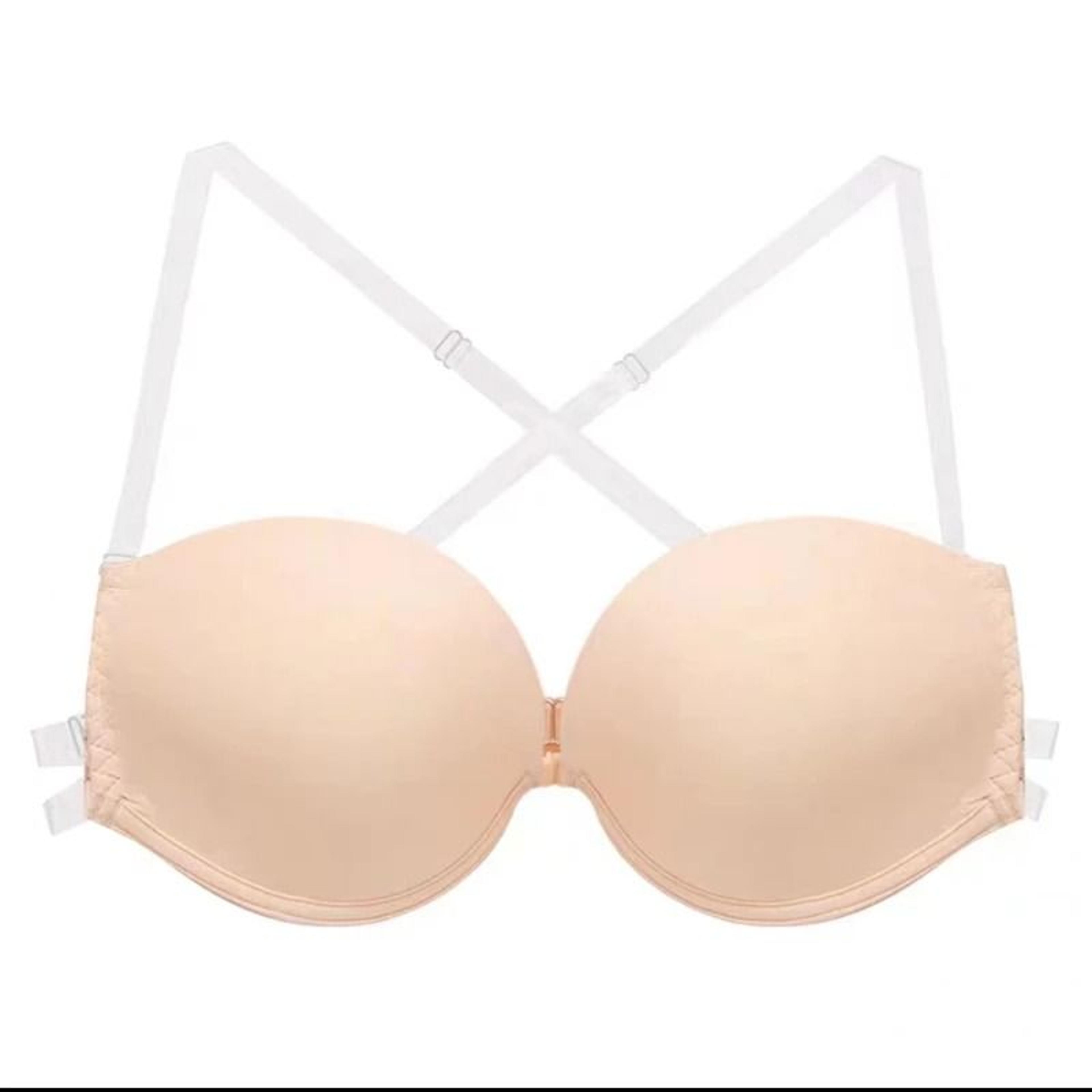 Backless Front Closure Push Up Bra With Transparent Multiway Straps 5