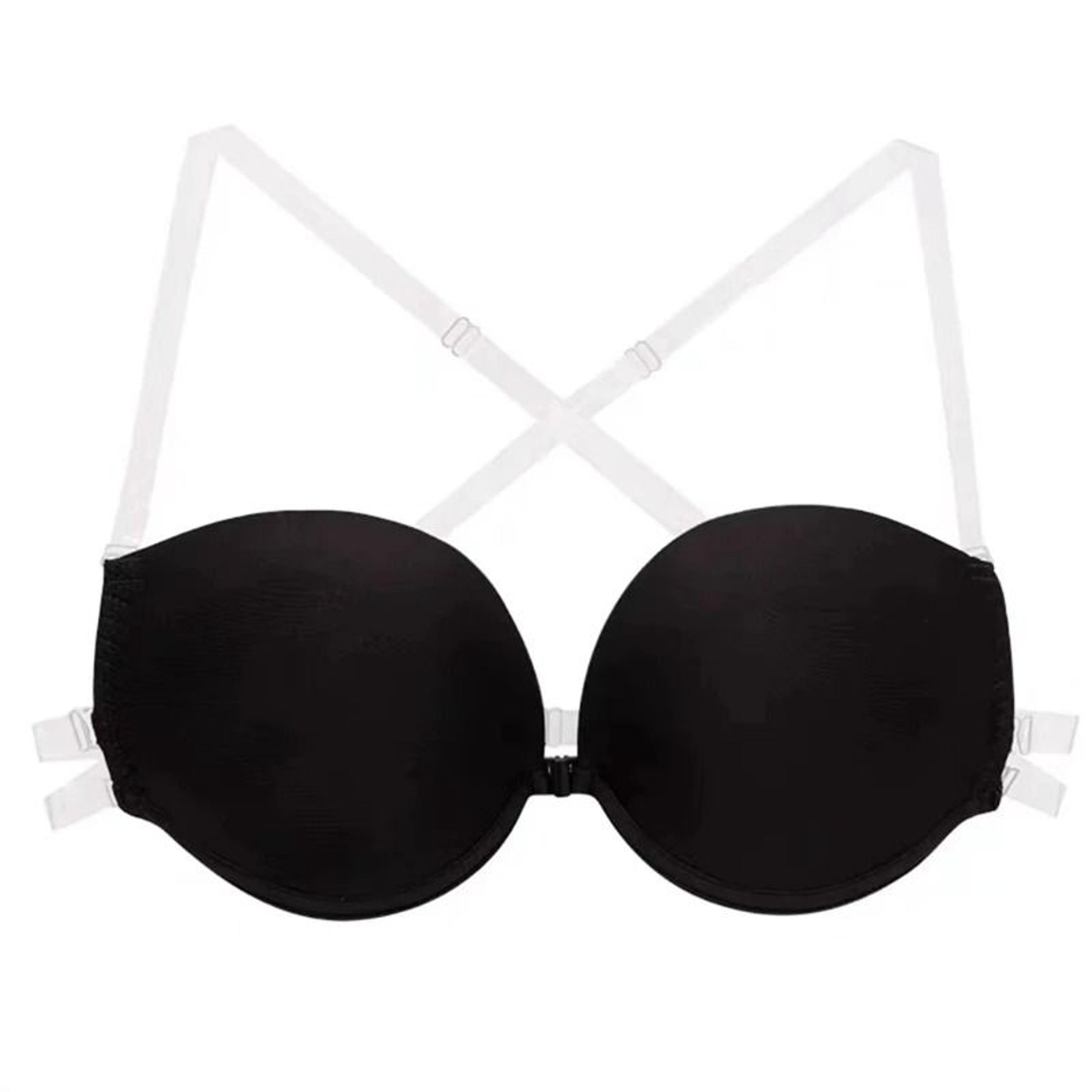 Backless Front Closure Push Up Bra With Transparent Multiway Straps 6
