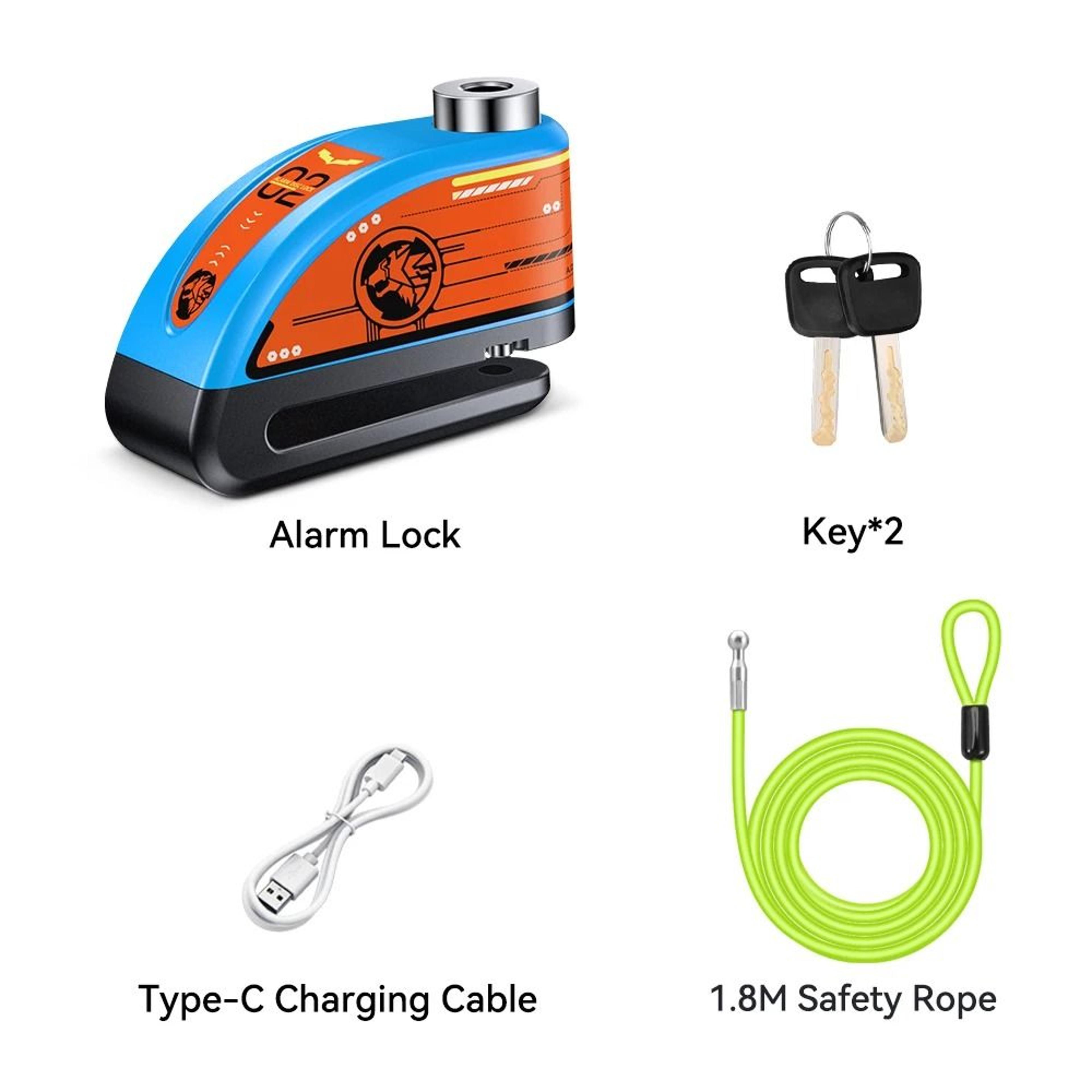 Alarm Disc Padlock Waterproof 120 DB Motorbike Wheel Lock 19